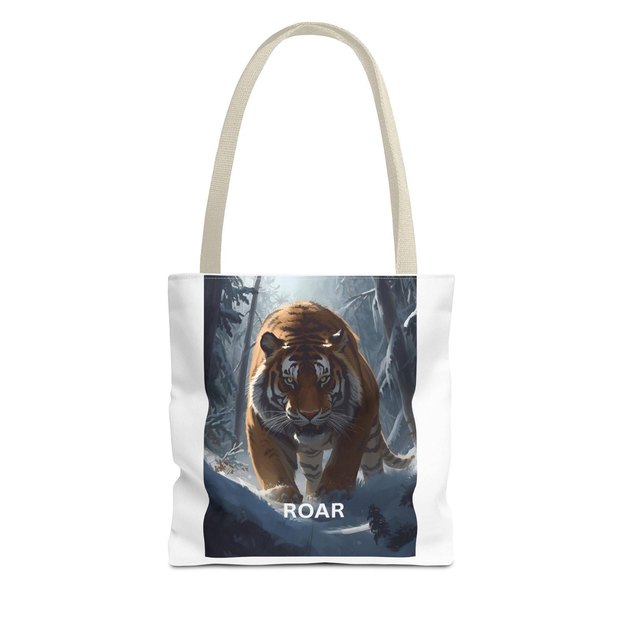 Majestic Tiger Snow Roar Tote Bag | Roar Wildlife Bag, Eco Friendly Tote, Animal Lover Gift, Stylish Shopping Bag, Nature-Theme Accessories