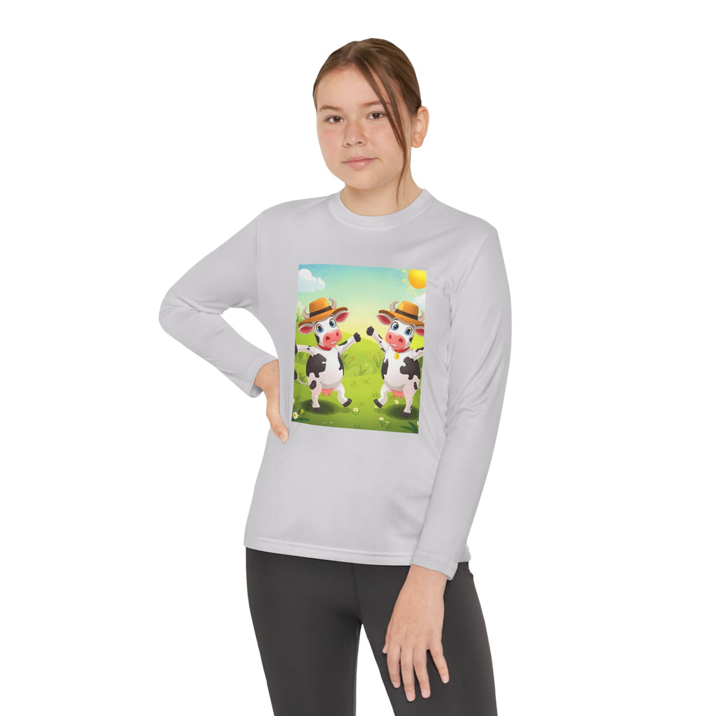 Cute Cows Farm Fun Youth Long Sleeve Competitor Tee