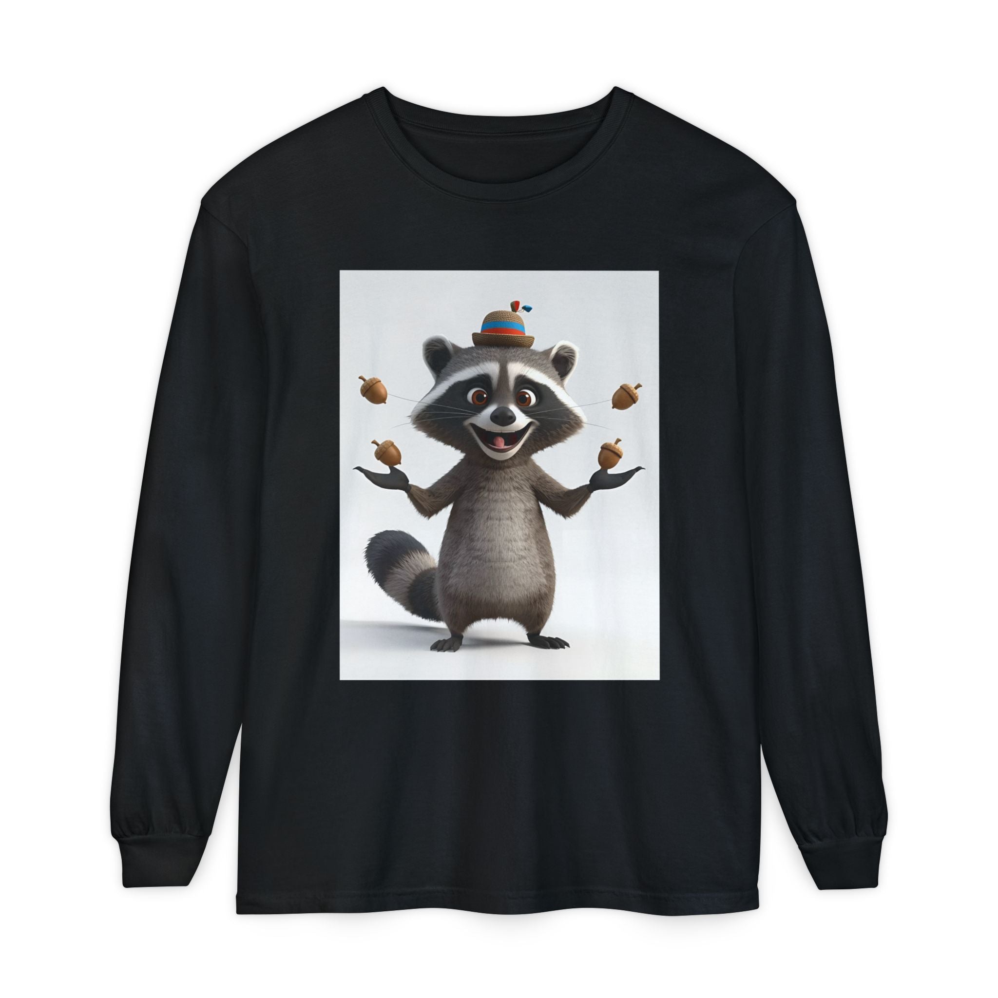 Raccoon Unisex Garment-dyed Long Sleeve T-Shirt