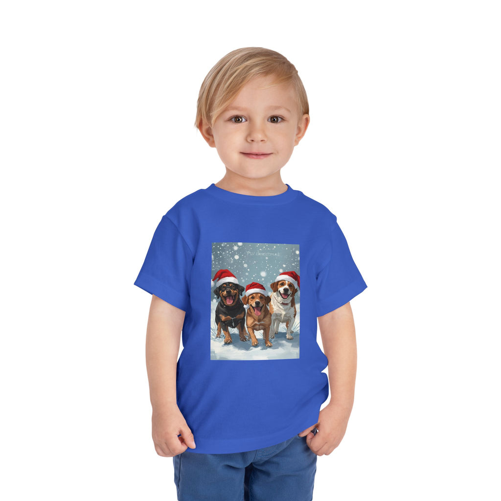 Cute Christmas Dogs Toddler Short Sleeve Tee