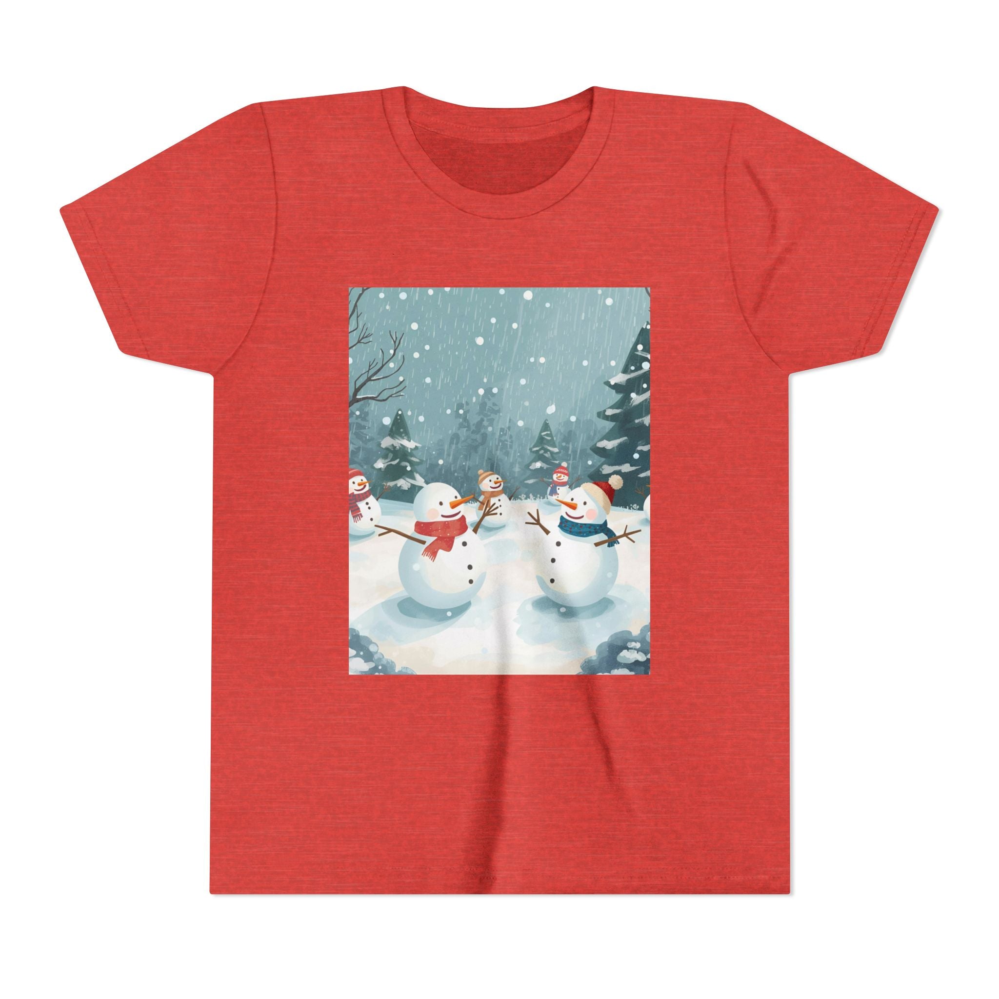 Festive Christmas Snowman Youth Short Sleeve Tee