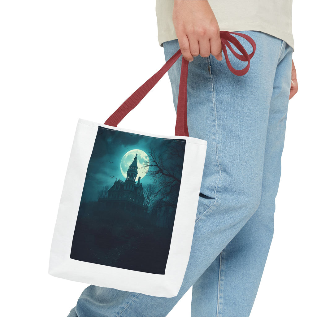 Haunting Moonlight Tote Bag, Gothic Halloween Bag, Spooky Night Carryall, Festival Tote, Eerie Gift for Horror Lovers