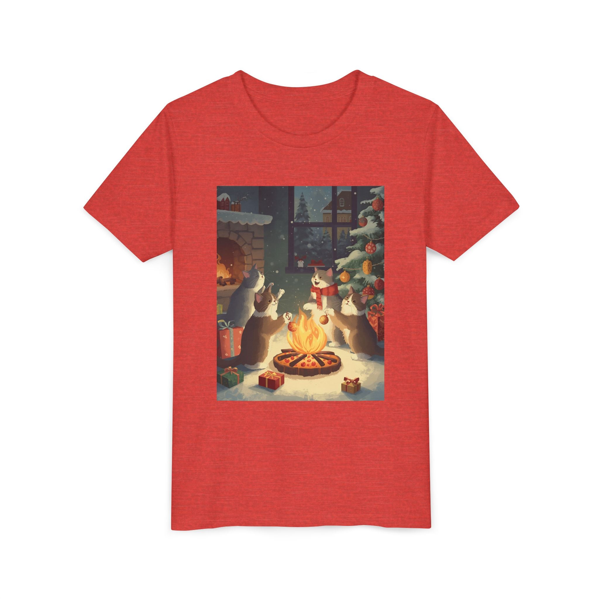 Cozy Christmas Youth Tee, Festive Graphic Short Sleeve Shirt, Holiday Charm for Kids, Cute Gift for Thanksgiving, Winter Gatherings