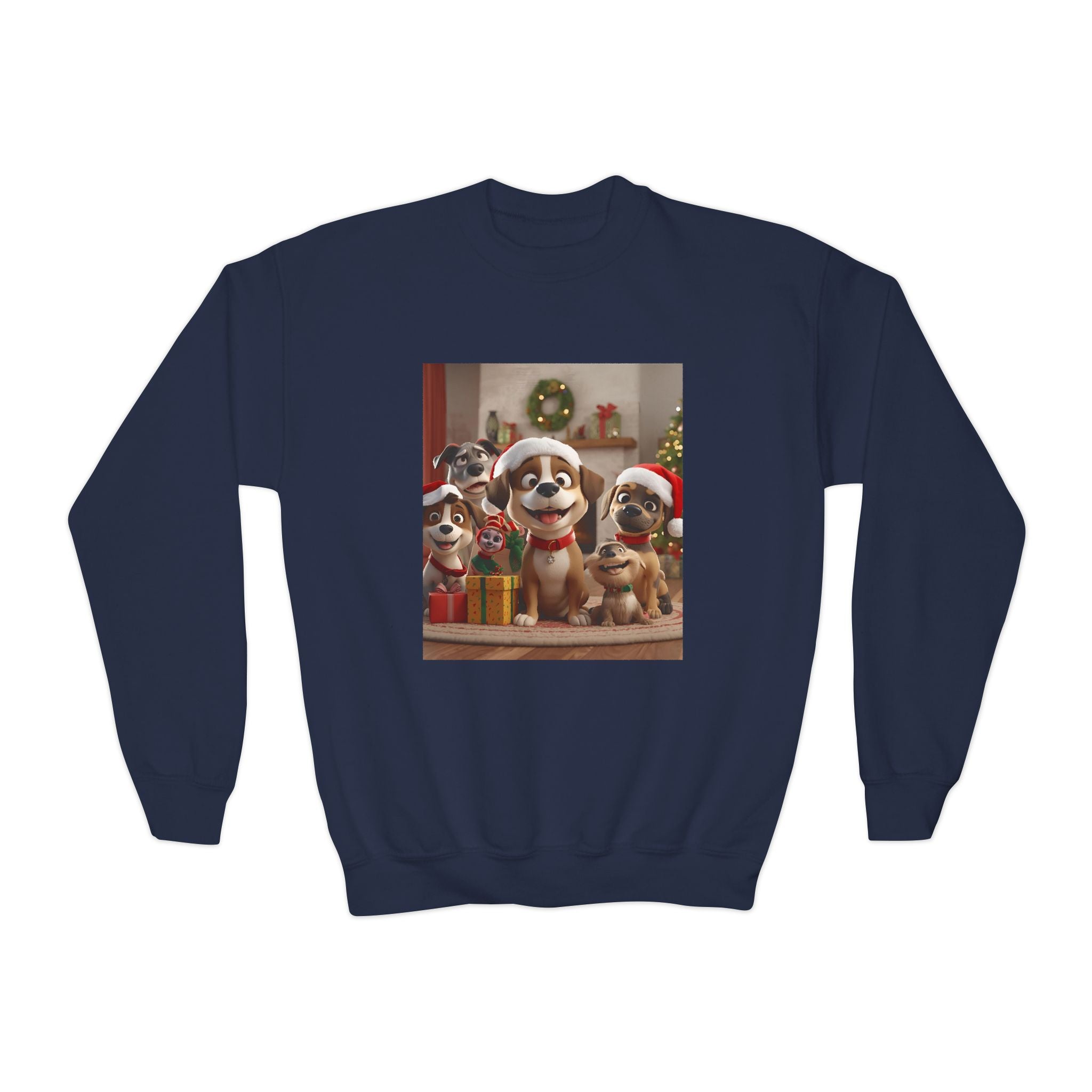 Cute Christmas Festive Dogs Youth Crewneck Sweatshirt