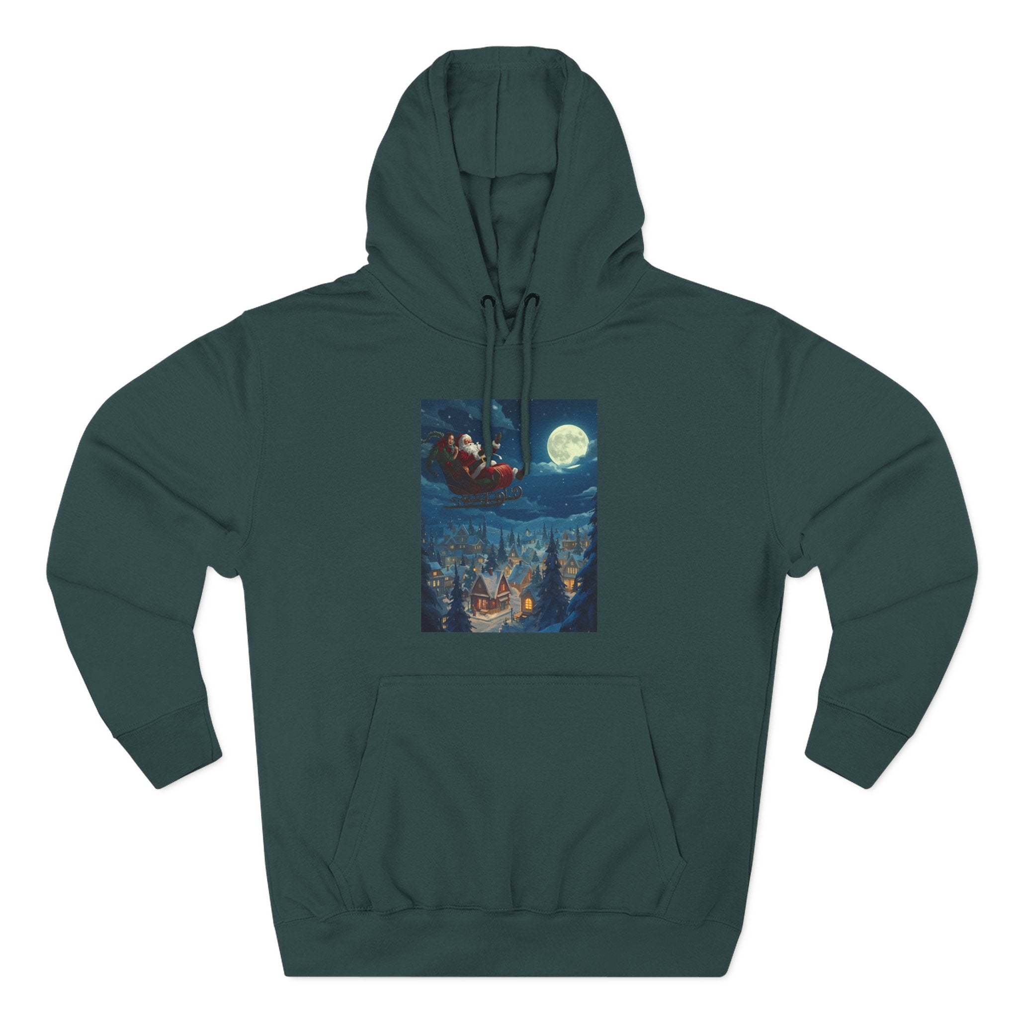Christmas Santa Sleigh Three-Panel Fleece Hoodie