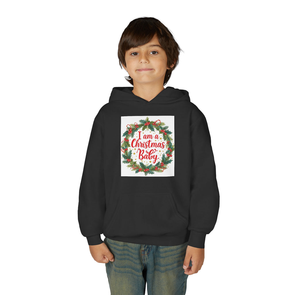 I Am A Christmas Baby Youth Heavy Blend Hooded Sweatshirt