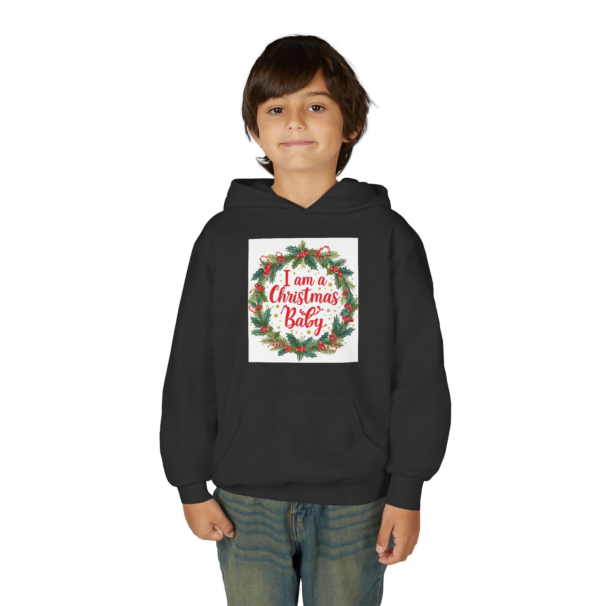I Am A Christmas Baby Youth Heavy Blend Hooded Sweatshirt