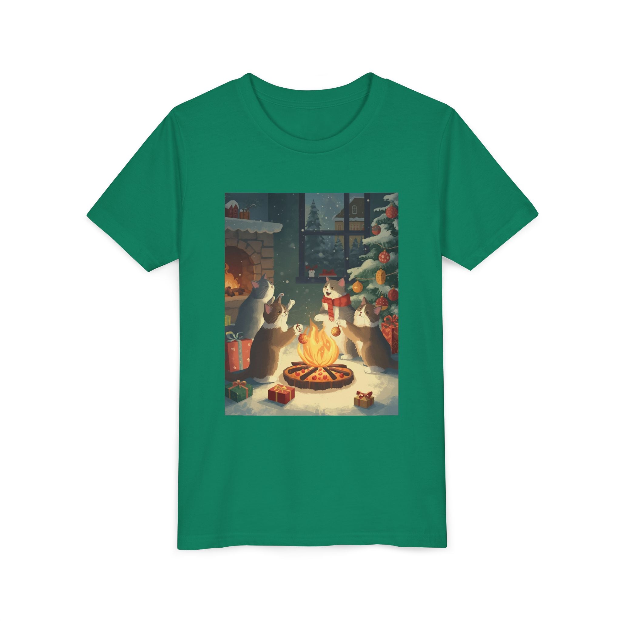 Cozy Christmas Youth Tee, Festive Graphic Short Sleeve Shirt, Holiday Charm for Kids, Cute Gift for Thanksgiving, Winter Gatherings