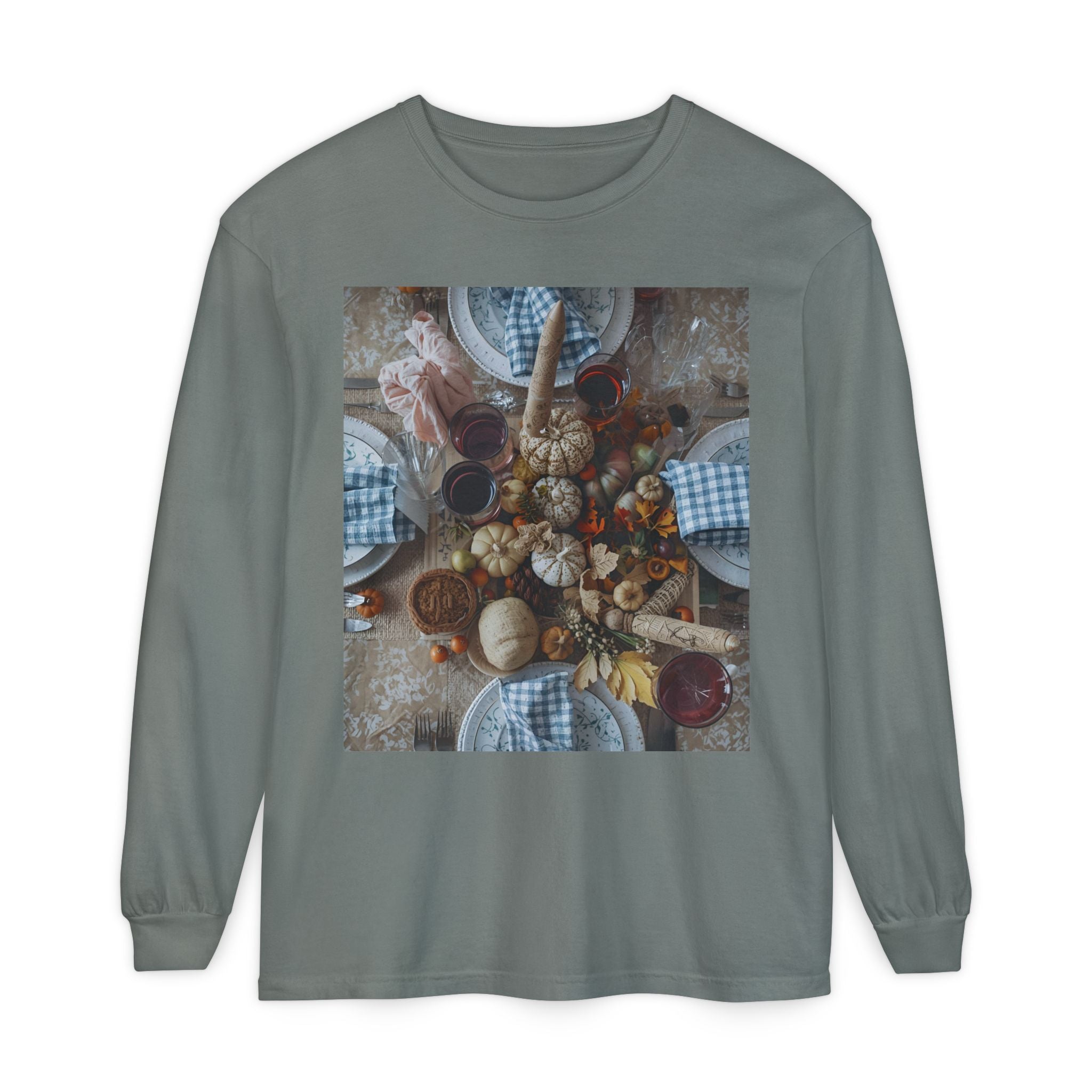 Rustic Gatherings Festive Long Sleeve T-Shirt for Gatherings, Casual Wear, Thanksgiving Shirt, Cozy Gift, Holiday Celebration Tee
