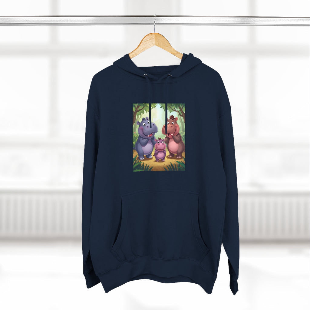 Hippo Cute Three-Panel Fleece Hoodie