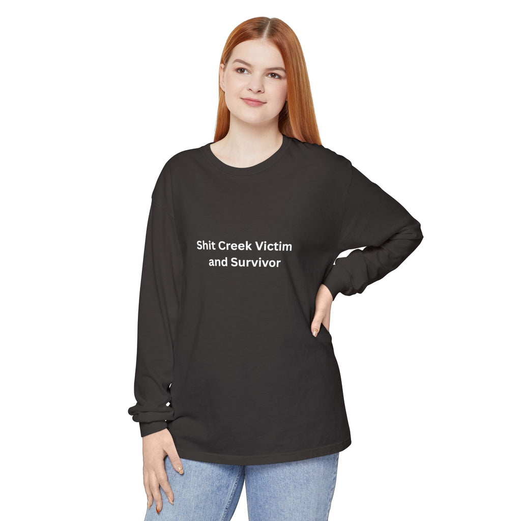 Shit Creek Survivor Long Sleeve T-Shirt, Funny Gift, Casual Wear, Humor Shirt, Birthday Gift, Unisex Apparel