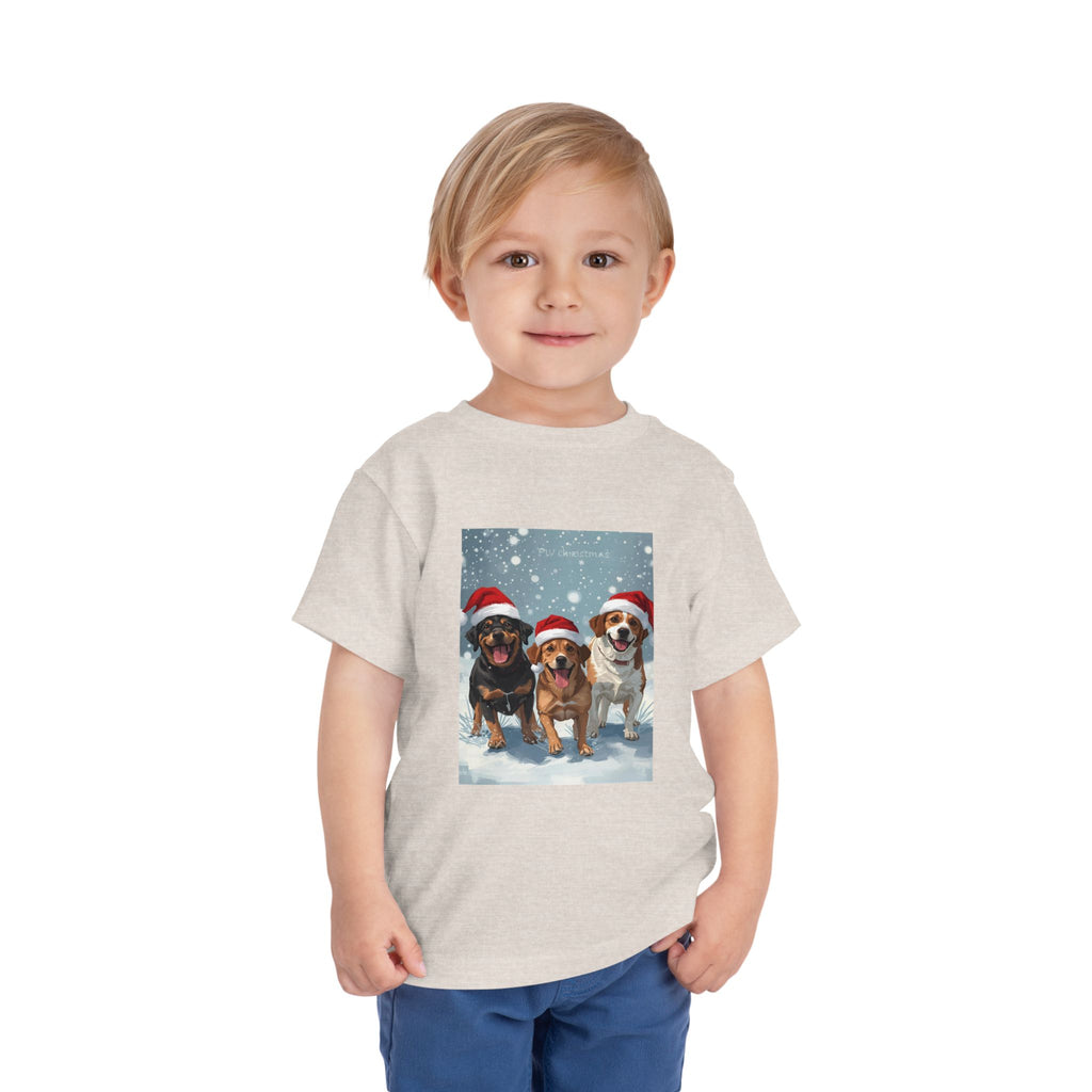 Cute Christmas Dogs Toddler Short Sleeve Tee