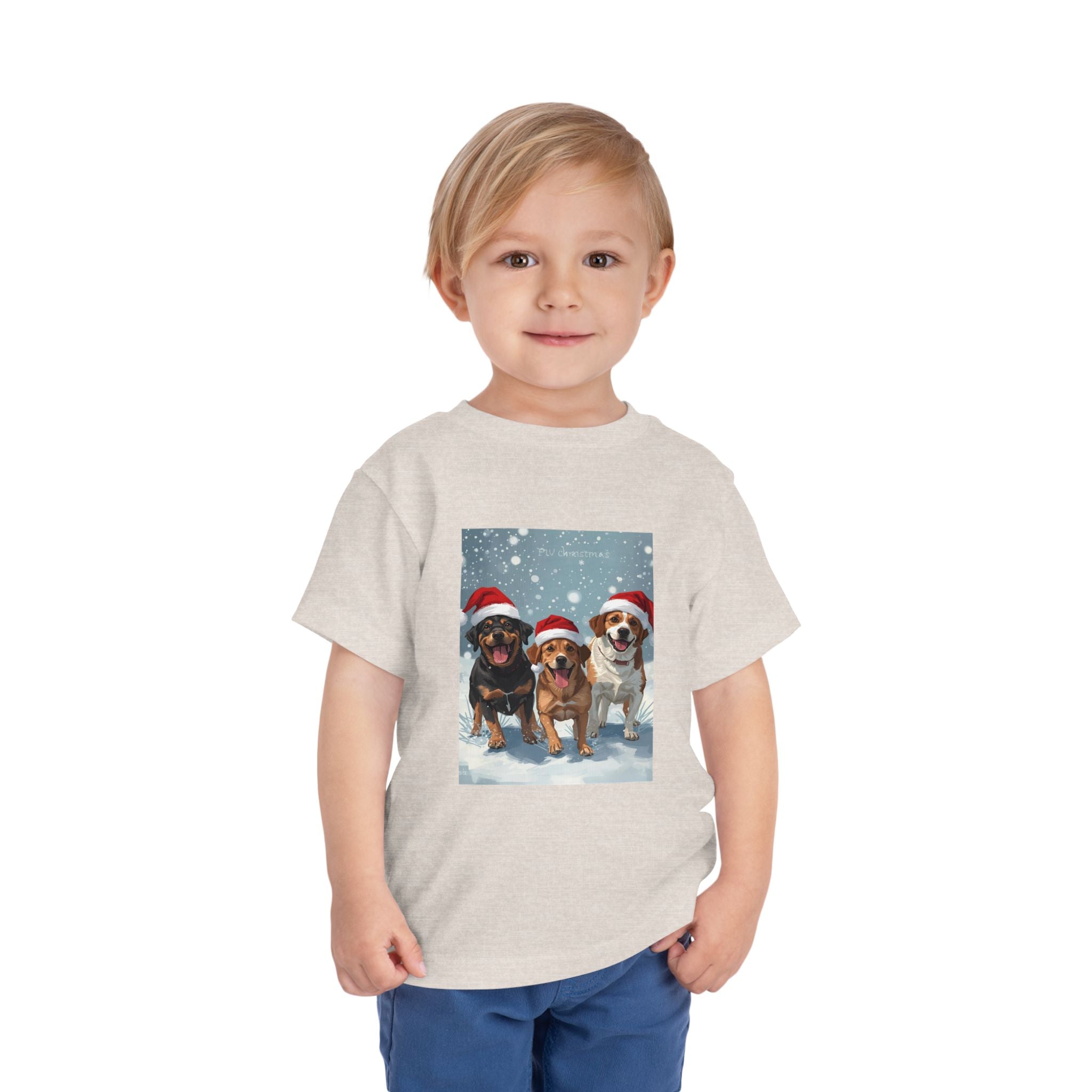 Cute Christmas Dogs Toddler Short Sleeve Tee