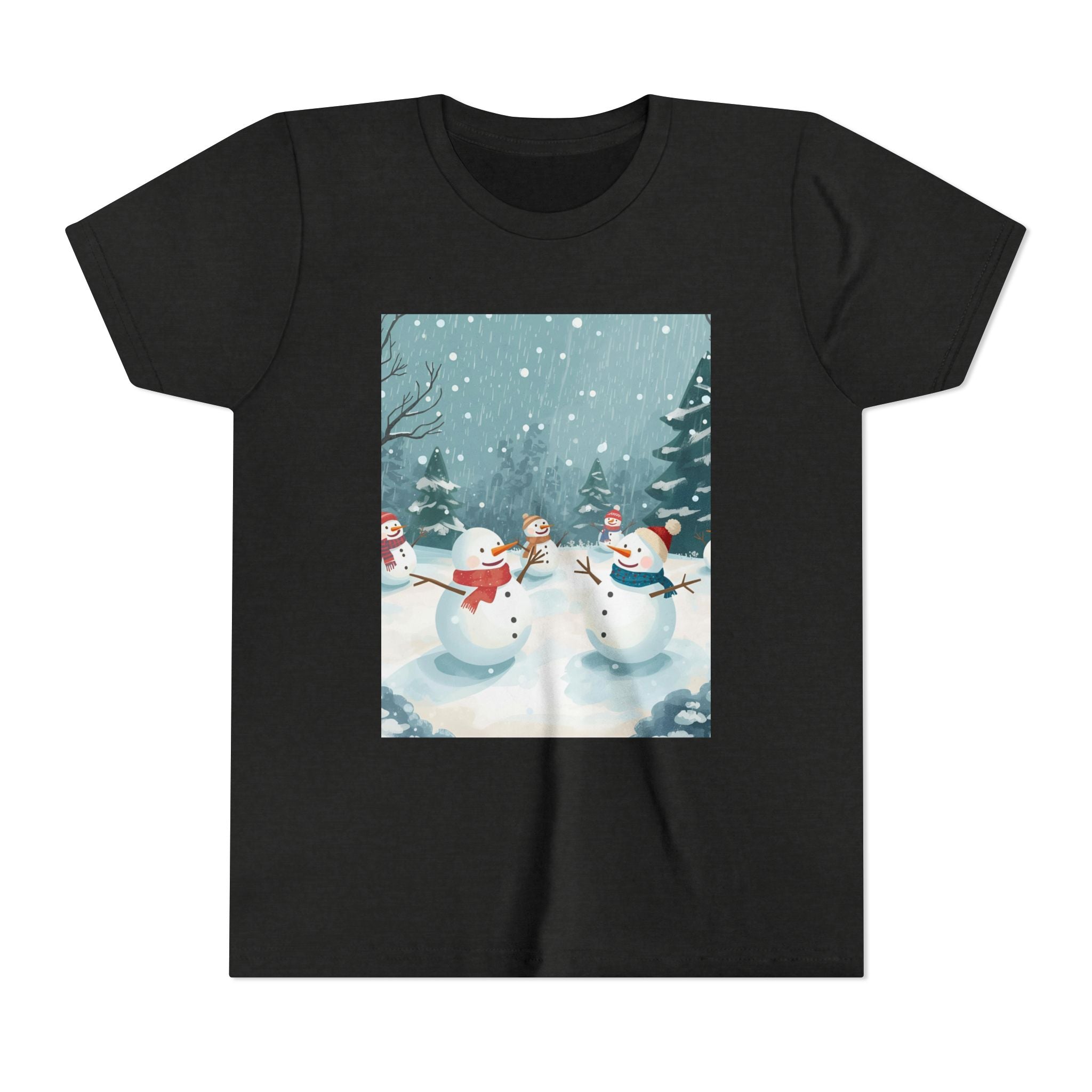 Festive Christmas Snowman Youth Short Sleeve Tee