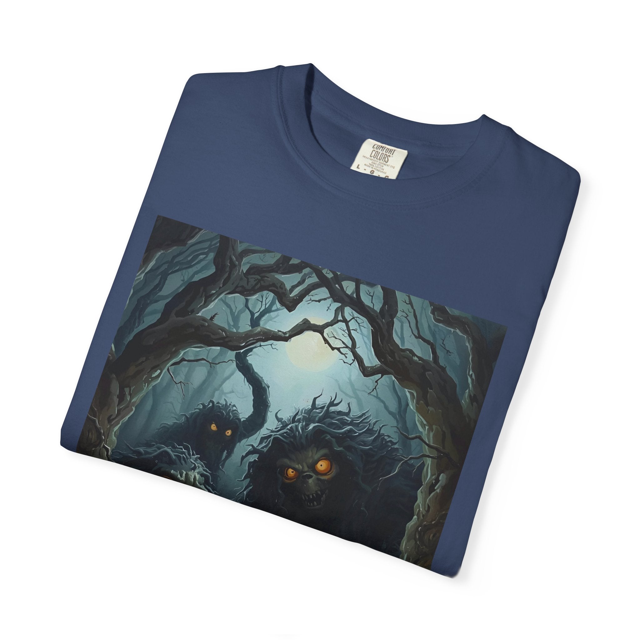 Spooky Mystical Forest T-Shirt | Unisex Garment-Dyed Tee for Nature Lovers | Perfect for Halloween, Casual Wear, Gift Idea