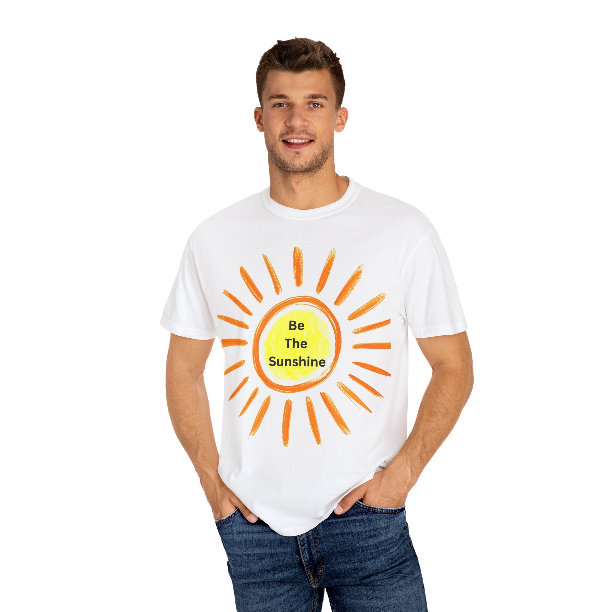 Be The Sunshine Unisex Garment-Dyed T-shirt, Summer Tee, Gift for Her, Cheerful Graphic Shirt, Fun Casual Wear, Sunshine Lover Apparel