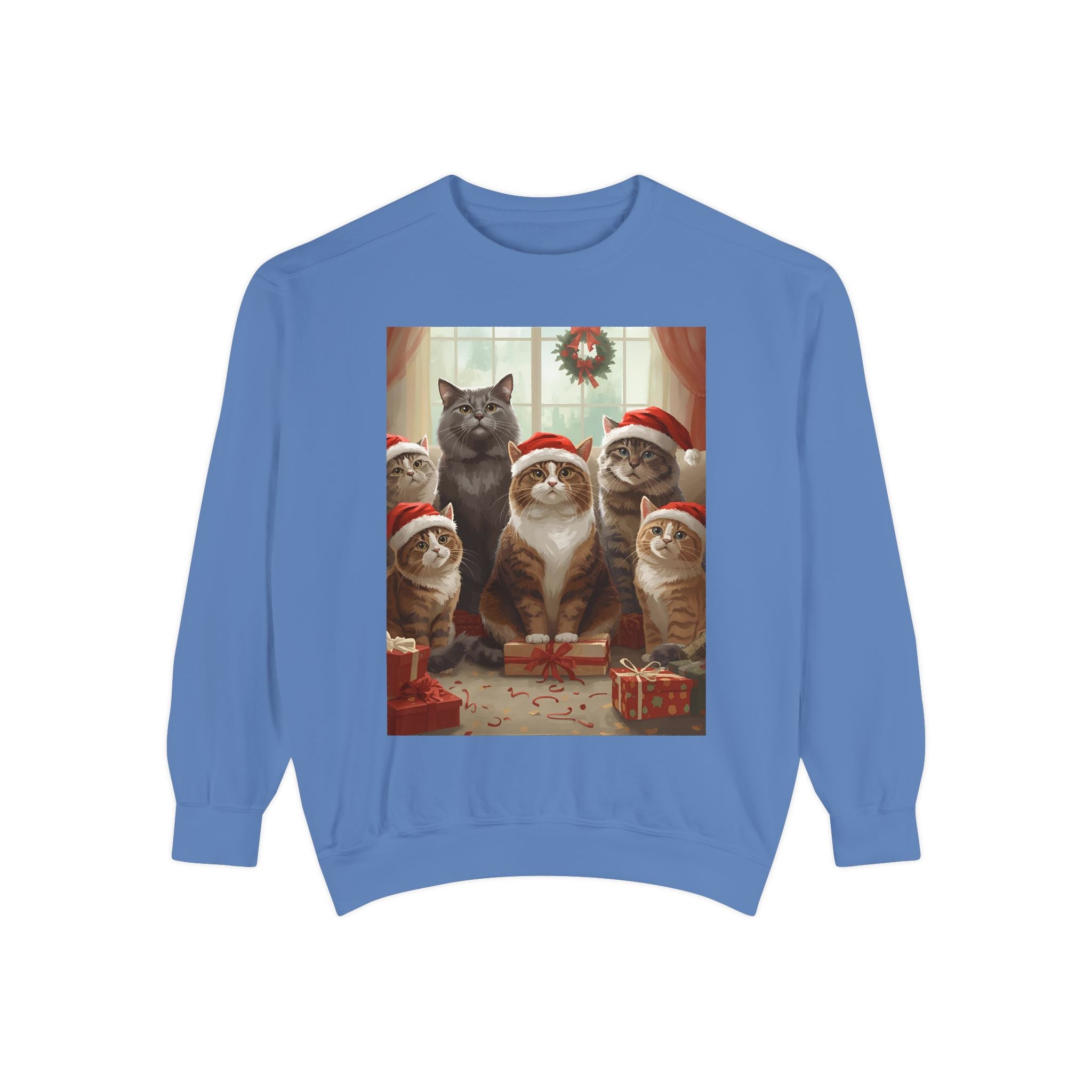 Cozy Holiday Cat Sweatshirt, Festive Sweatshirt for Cat Lovers, Christmas Gift for Pet Owners, Cute Cat Apparel, Winter Wardrobe Essential