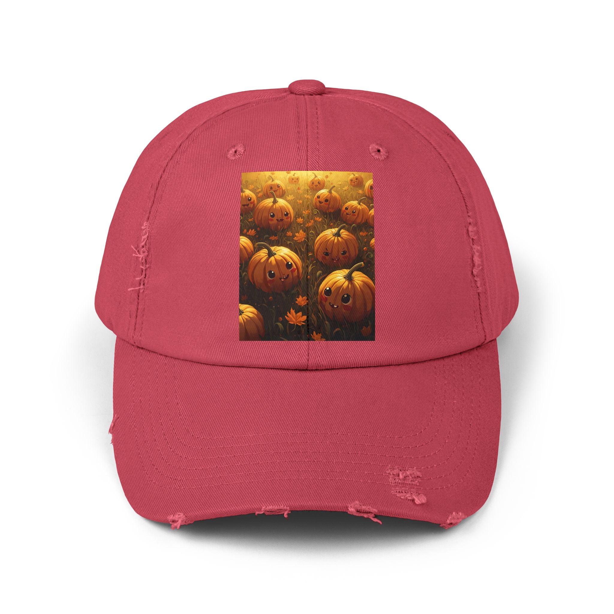 Unisex Distressed Pumpkin Cap, Vintage Halloween Hat, Fall Fashion Accessory, Casual Everyday Wear, Gift for Pumpkin Lovers