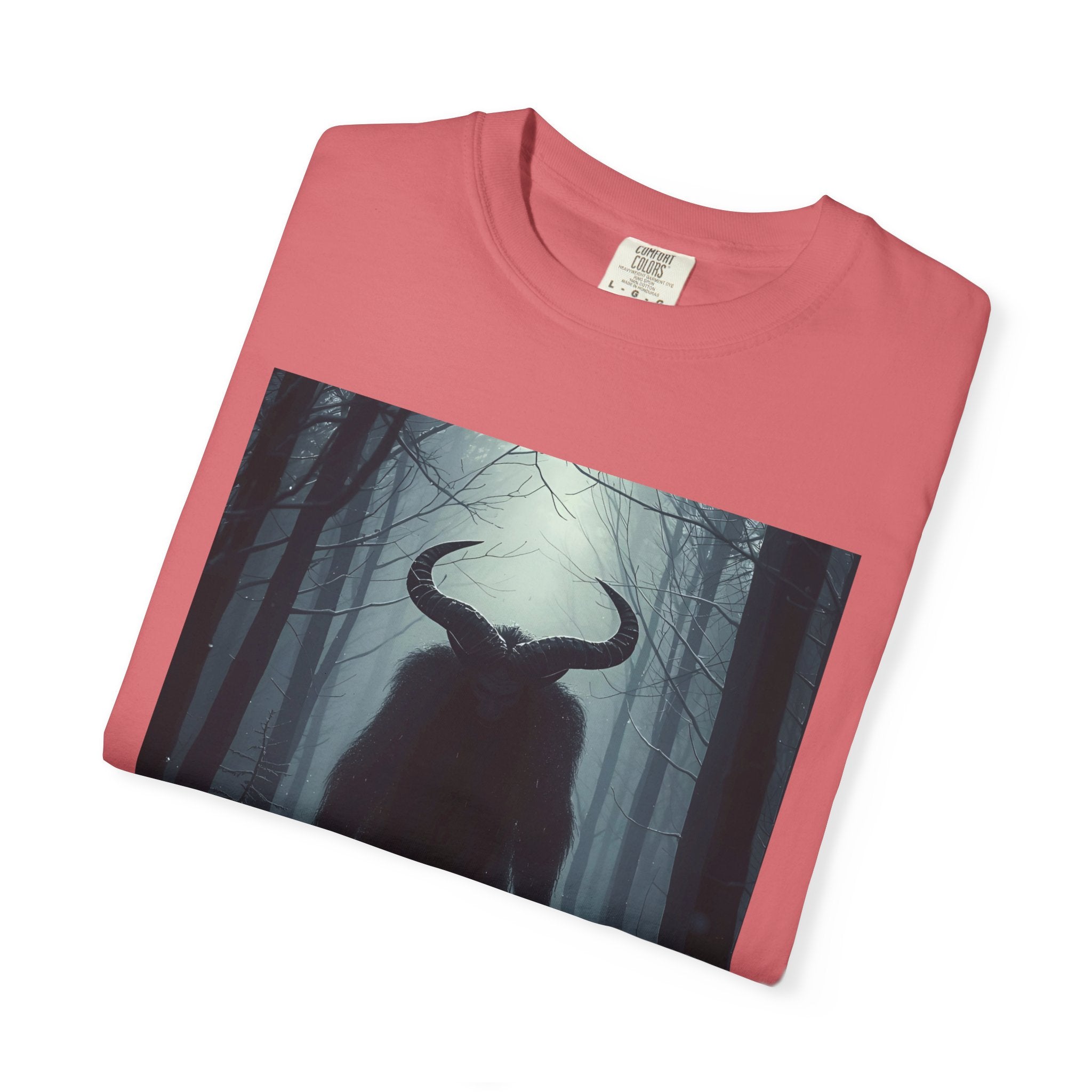 Spooky Mysterious Forest Creature Unisex Garment-Dyed T-Shirt | Unisex Tee, Graphic T-Shirt, Vintage Style, Nature Lover Gift, Unique Artwear