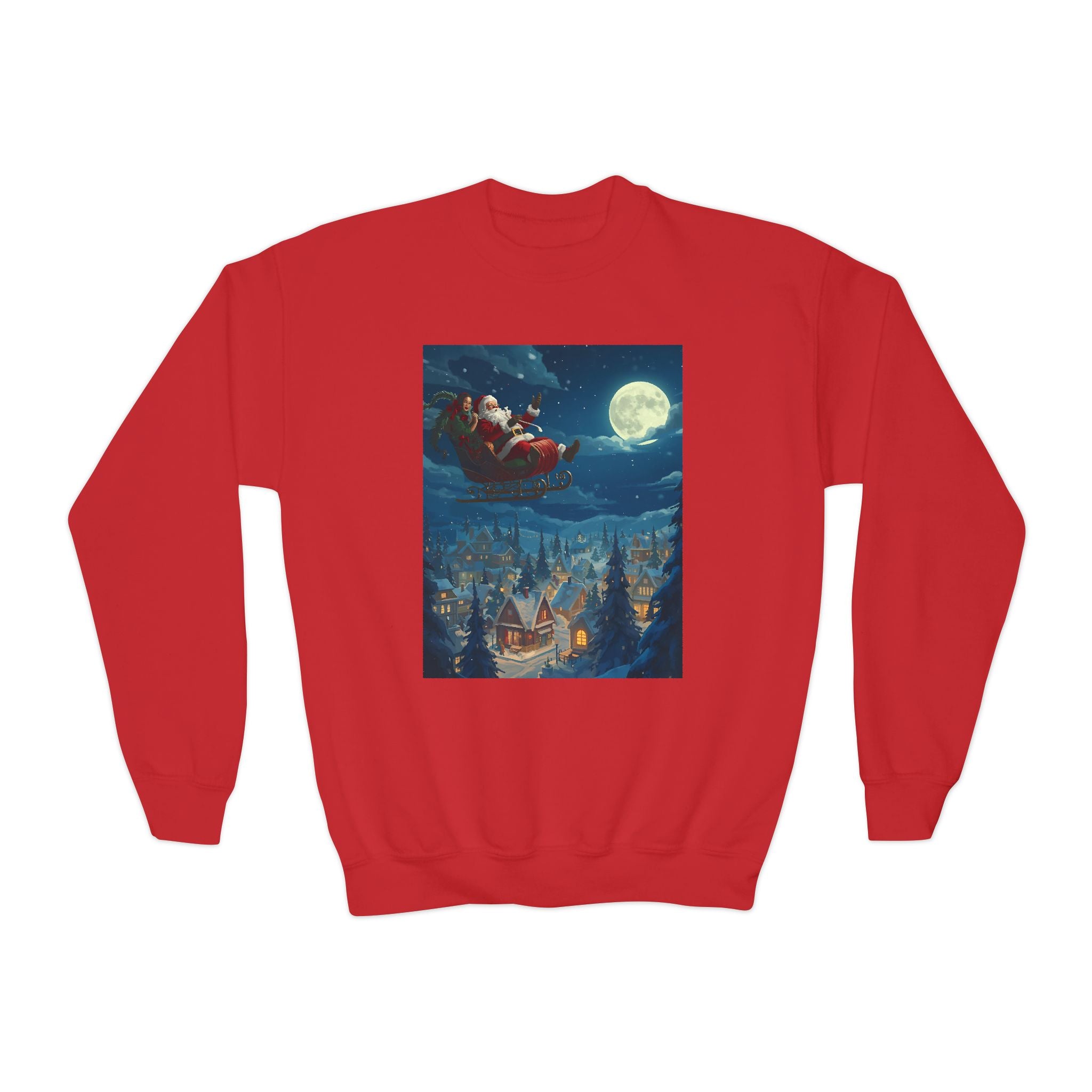 Christmas Santa Sleigh Youth Crewneck Sweatshirt
