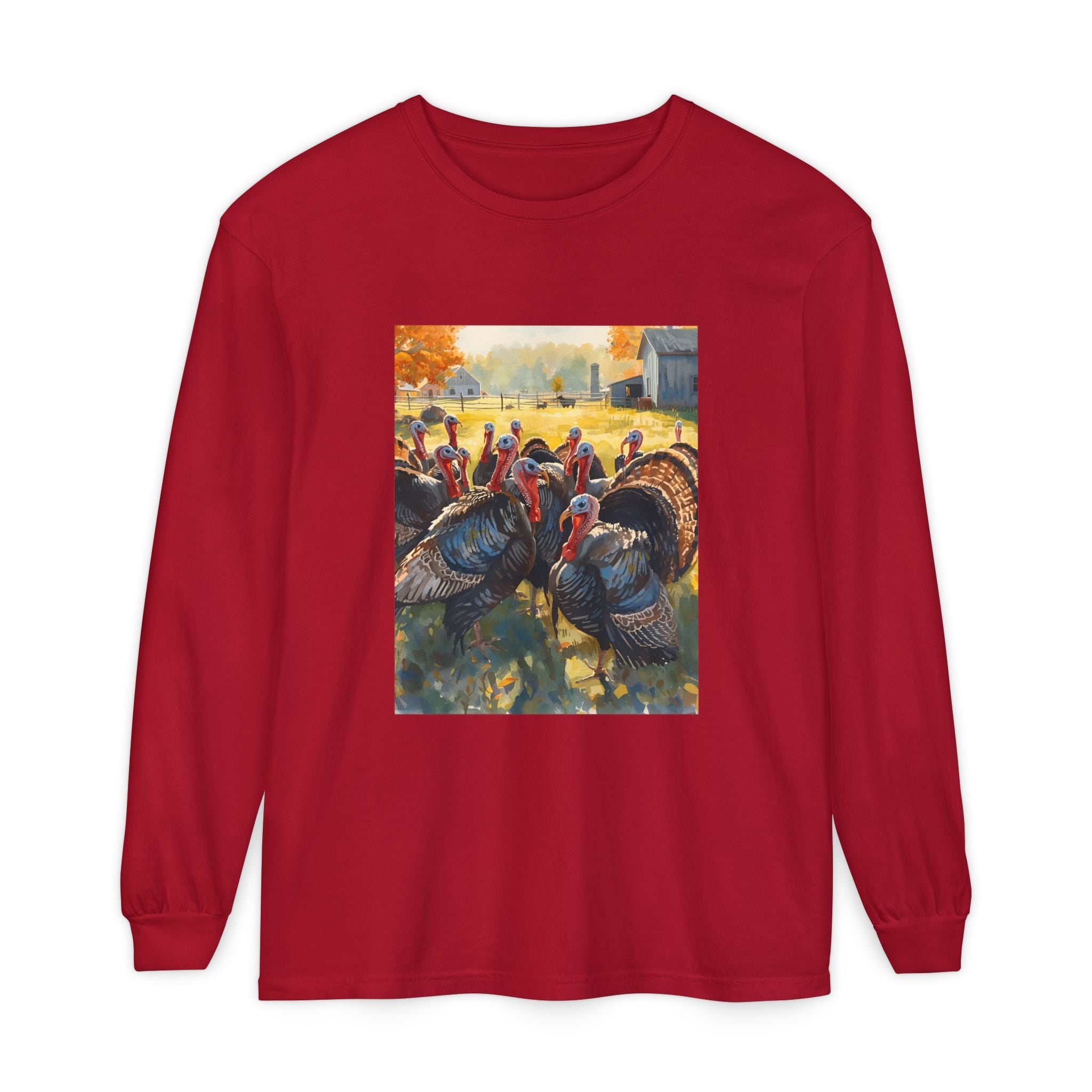 Thanksgiving Turkey Unisex Garment-dyed Long Sleeve T-Shirt