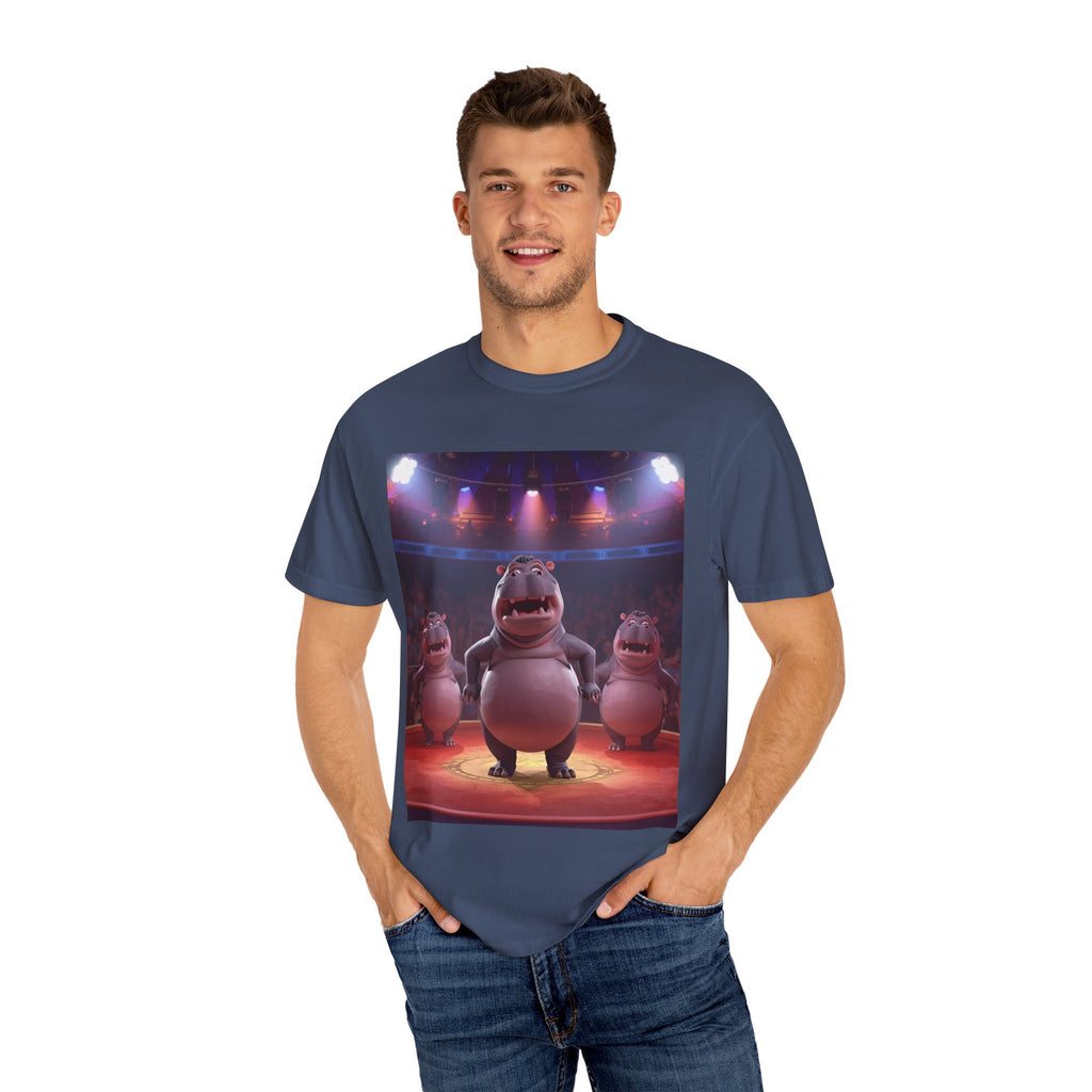 Fun Hippo Performance T-Shirt, Unisex Cotton Tee, Cartoon T-shirt, Gift for Kids, Animal Lover Shirt, Birthday Party Apparel