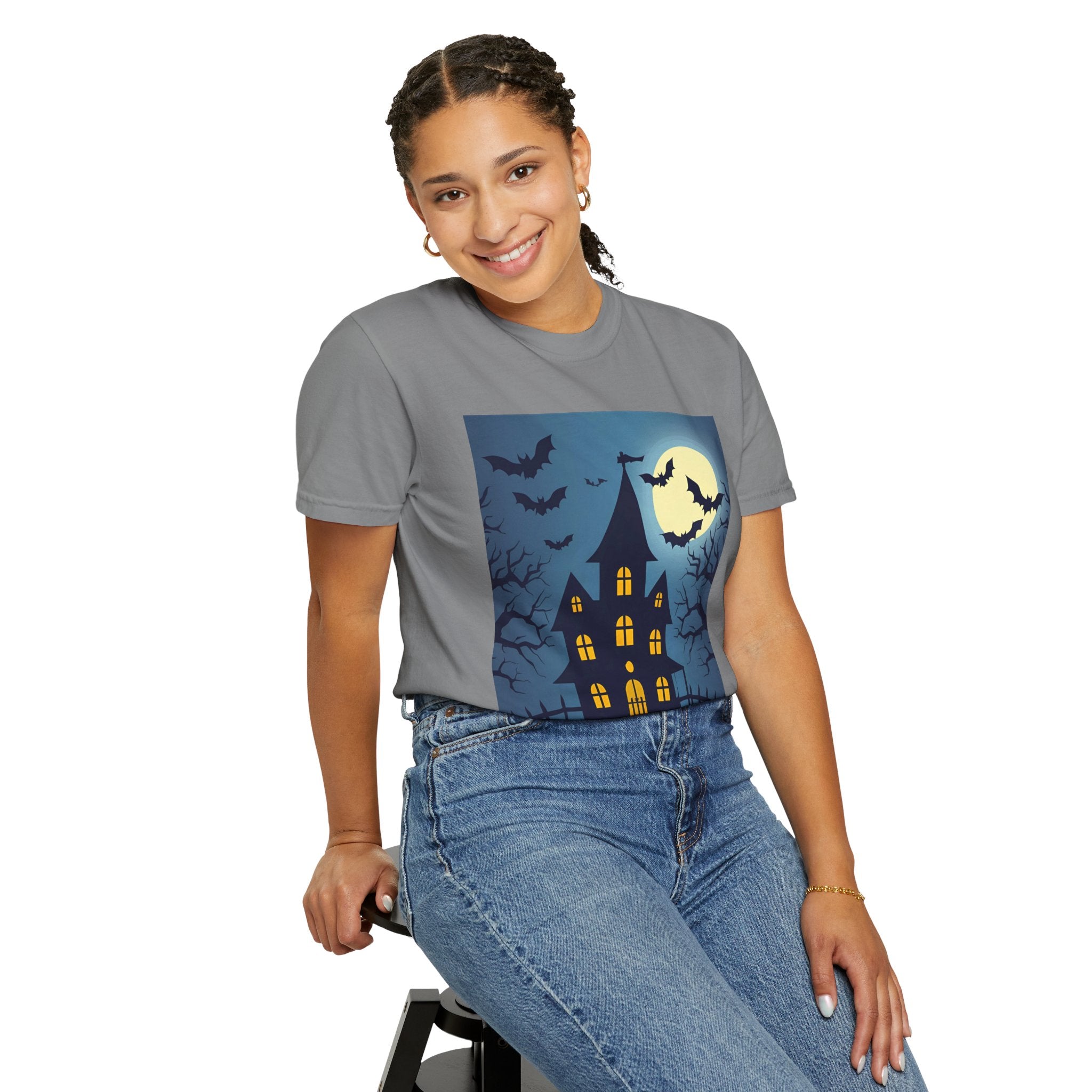 Haunted House T-Shirt, Spooky Halloween Tee, Unisex Shirt, Fall Apparel, Ghostly Graphic Tee, October Celebration Outfit