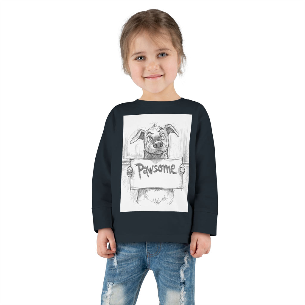 Pawsome Toddler Long Sleeve Tee, Cute Dog Shirt, Pet Lovers Gift, Kids Apparel, Funny Animal Tee, Birthday Gift