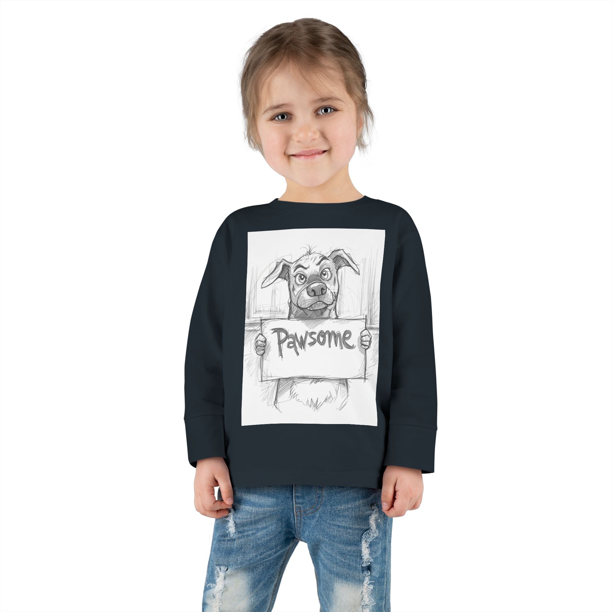 Pawsome Toddler Long Sleeve Tee, Cute Dog Shirt, Pet Lovers Gift, Kids Apparel, Funny Animal Tee, Birthday Gift