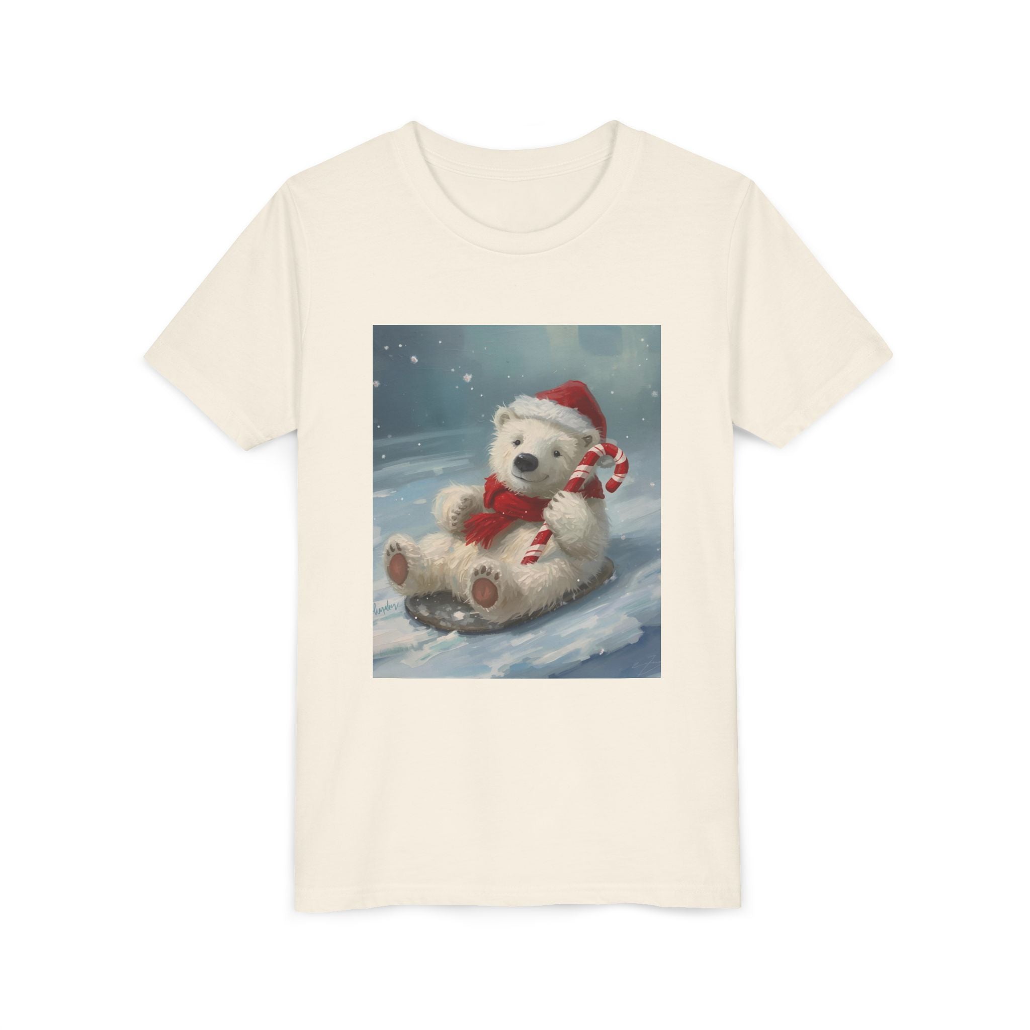 Cute Christmas Bear Youth Short Sleeve Tee