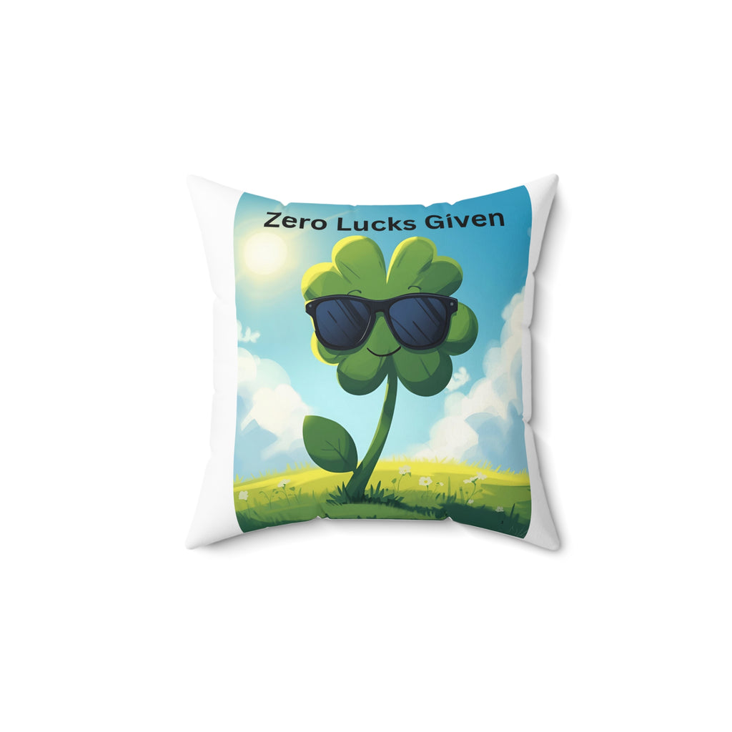 Zero Lucks Given Shamrock Pillow - Fun Home Decor, St. Patrick's Day Gift, Quirky Accent Cushion, Green Clover Decorative Pillow, [...]