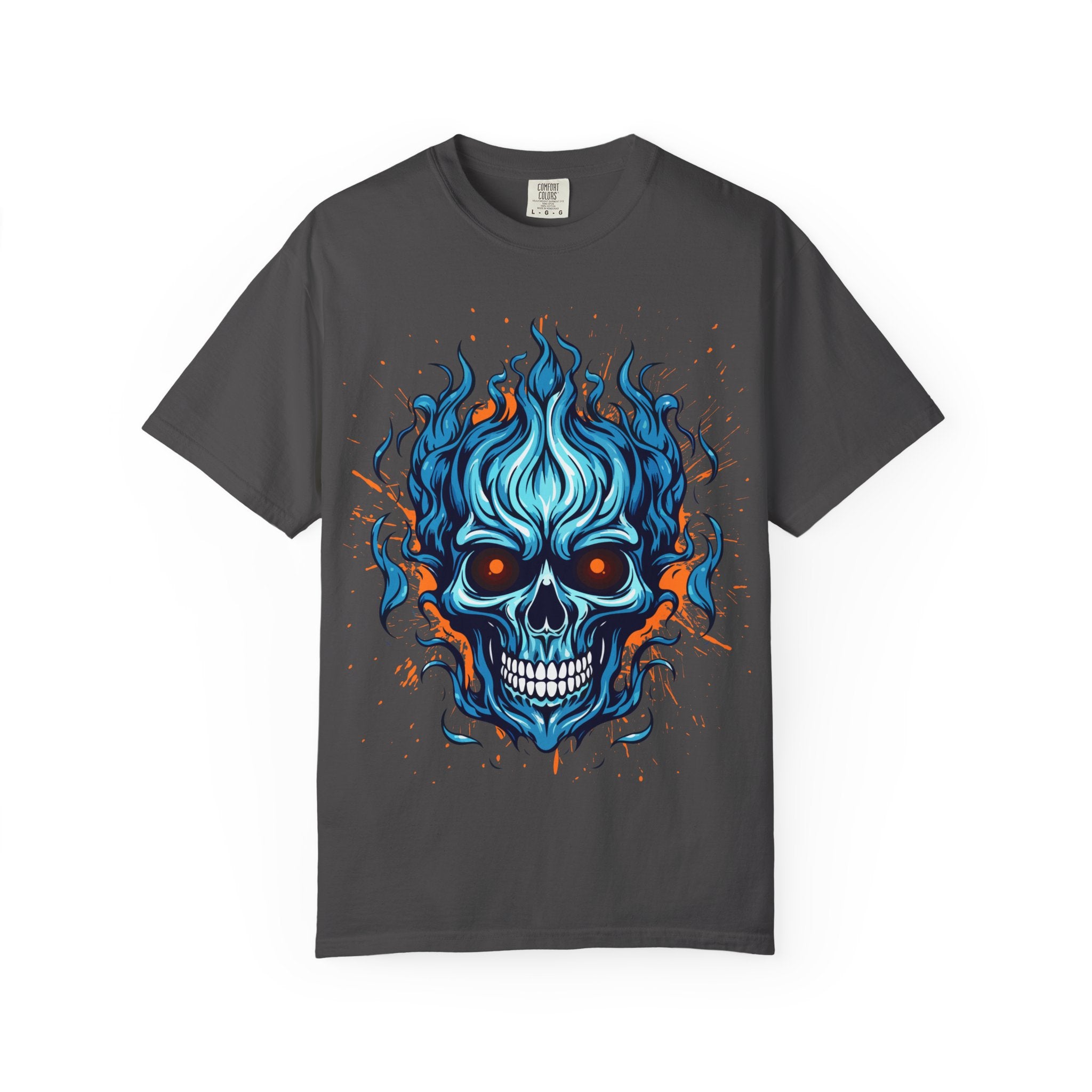 Flame Skull Graphic T-Shirt | Unisex Apparel for Rock Lovers, Halloween Costume, Edgy Style, Concert Fashion, Gift for Him/Her