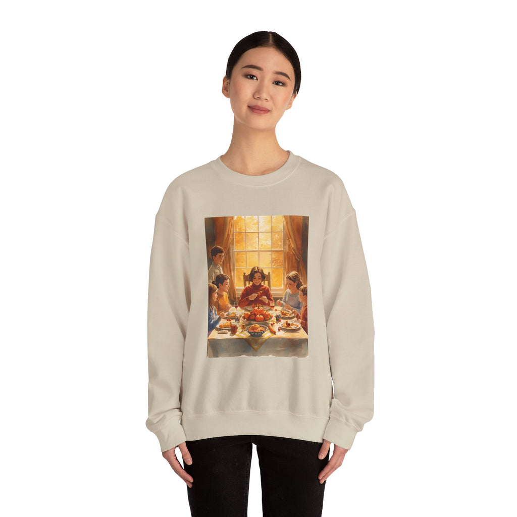 Cozy Family Dinner Crewneck Sweatshirt | Warm Winter Apparel, Casual Layering, Gift for Holidays, Family Gatherings, Nostalgic Artwork