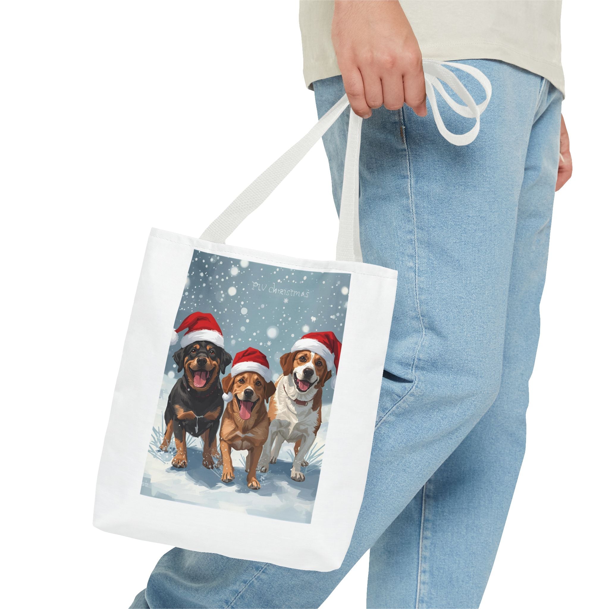Christmas Dogs Tote Bag | Festive Pet Lover Gift, Snowy Holiday Shopping, Cute Animal Tote, Winter Accessory, Gift for Dog Owners