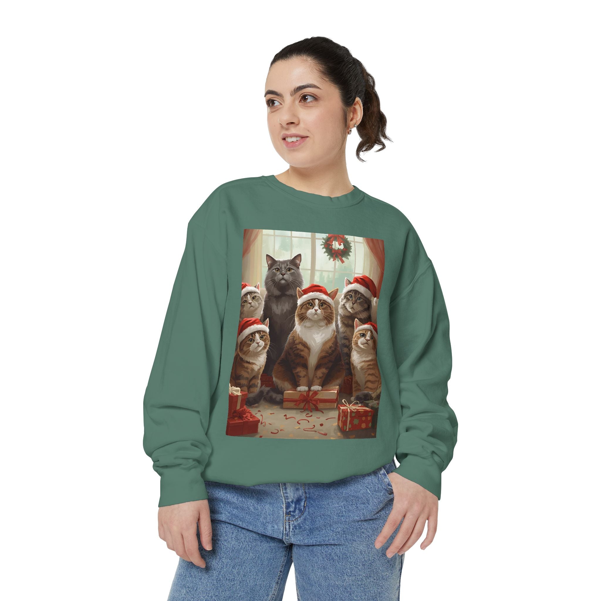 Cozy Holiday Cat Sweatshirt, Festive Sweatshirt for Cat Lovers, Christmas Gift for Pet Owners, Cute Cat Apparel, Winter Wardrobe Essential