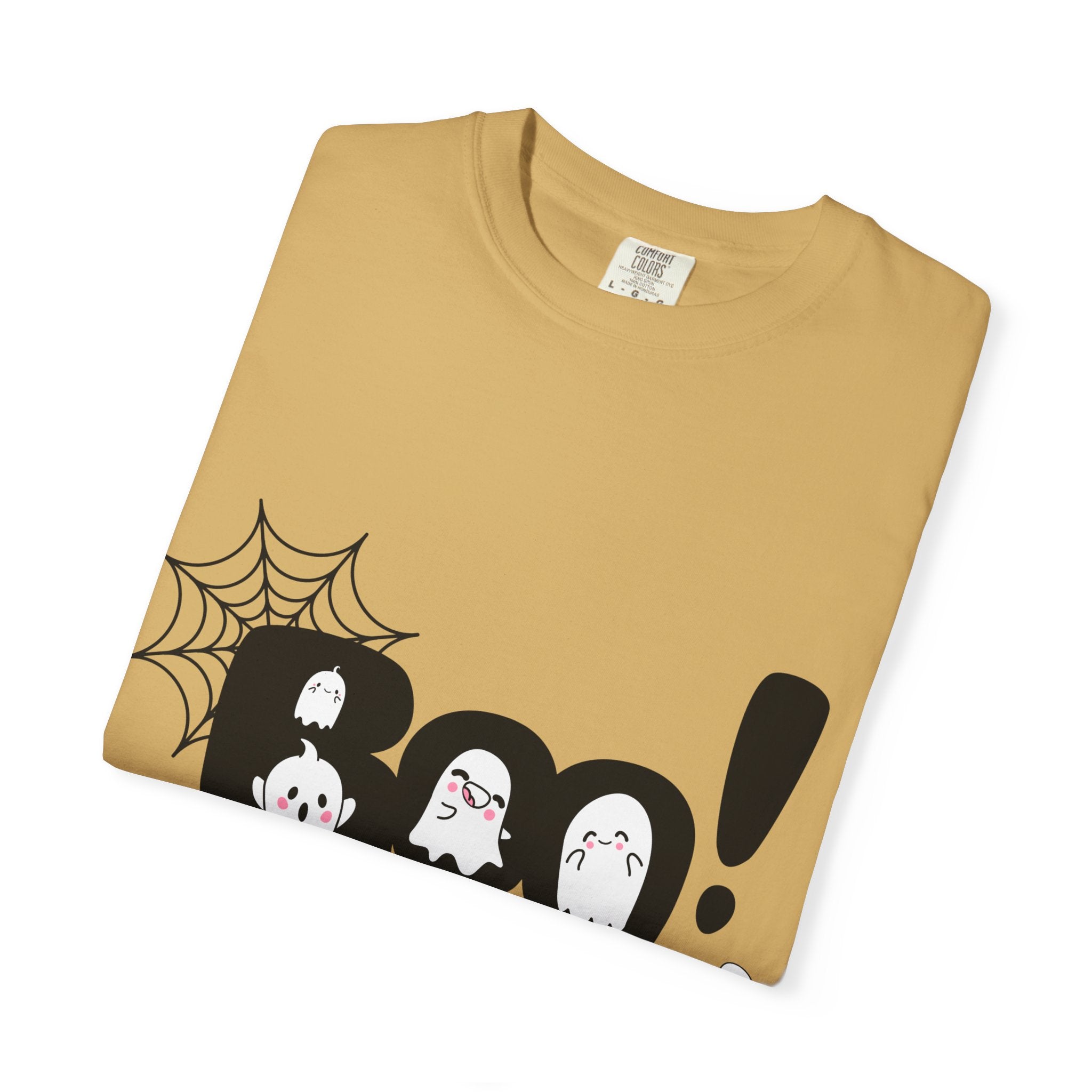Halloween Boo T-Shirt, Unisex Garment-Dyed Tee, Spooky Costume, Fall Apparel, Trick or Treat Shirt, Ghost Print Top