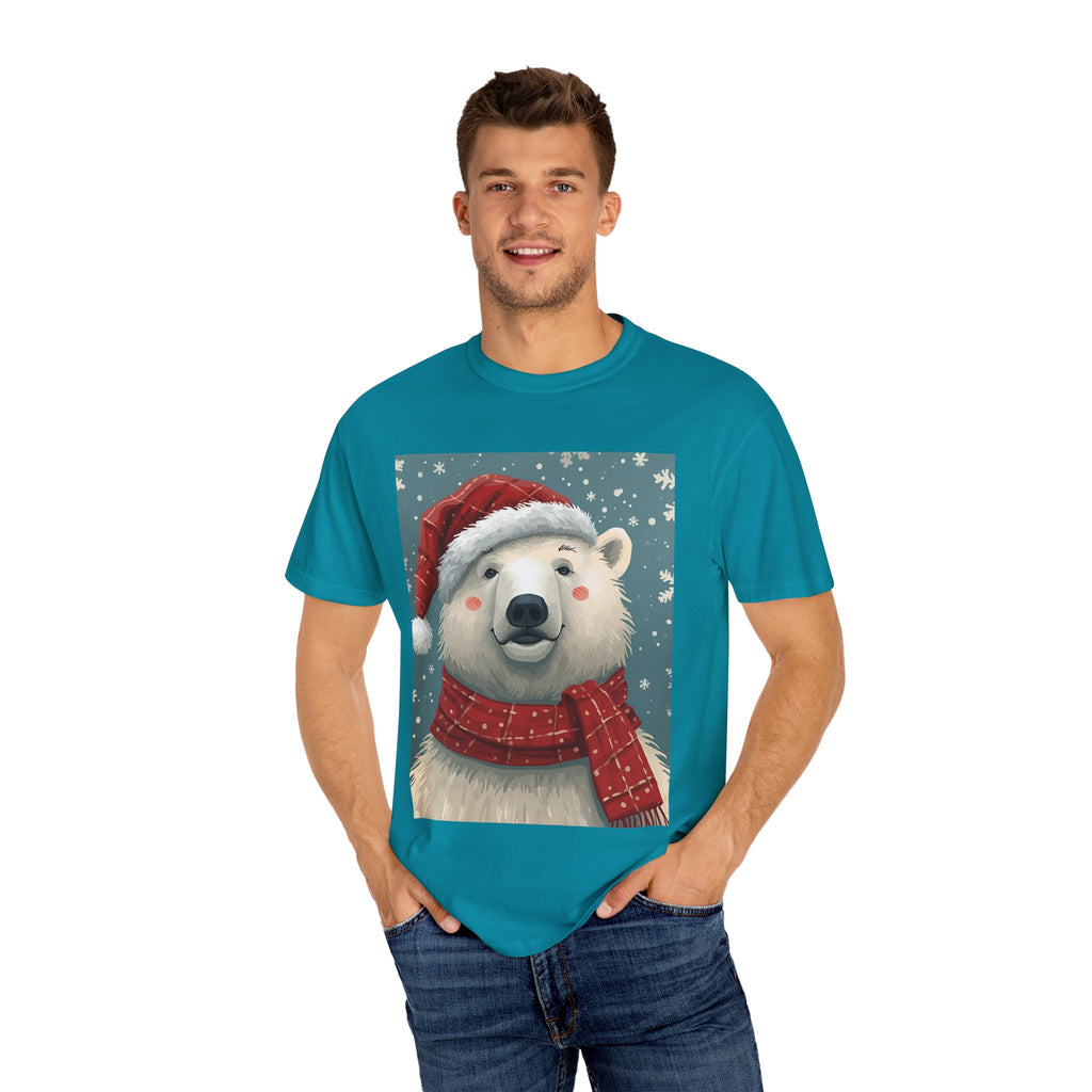 Festive Polar Bear T-Shirt, Christmas Tee, Winter Apparel, Holiday Shirt, Gift Idea, Unisex Graphic Tee