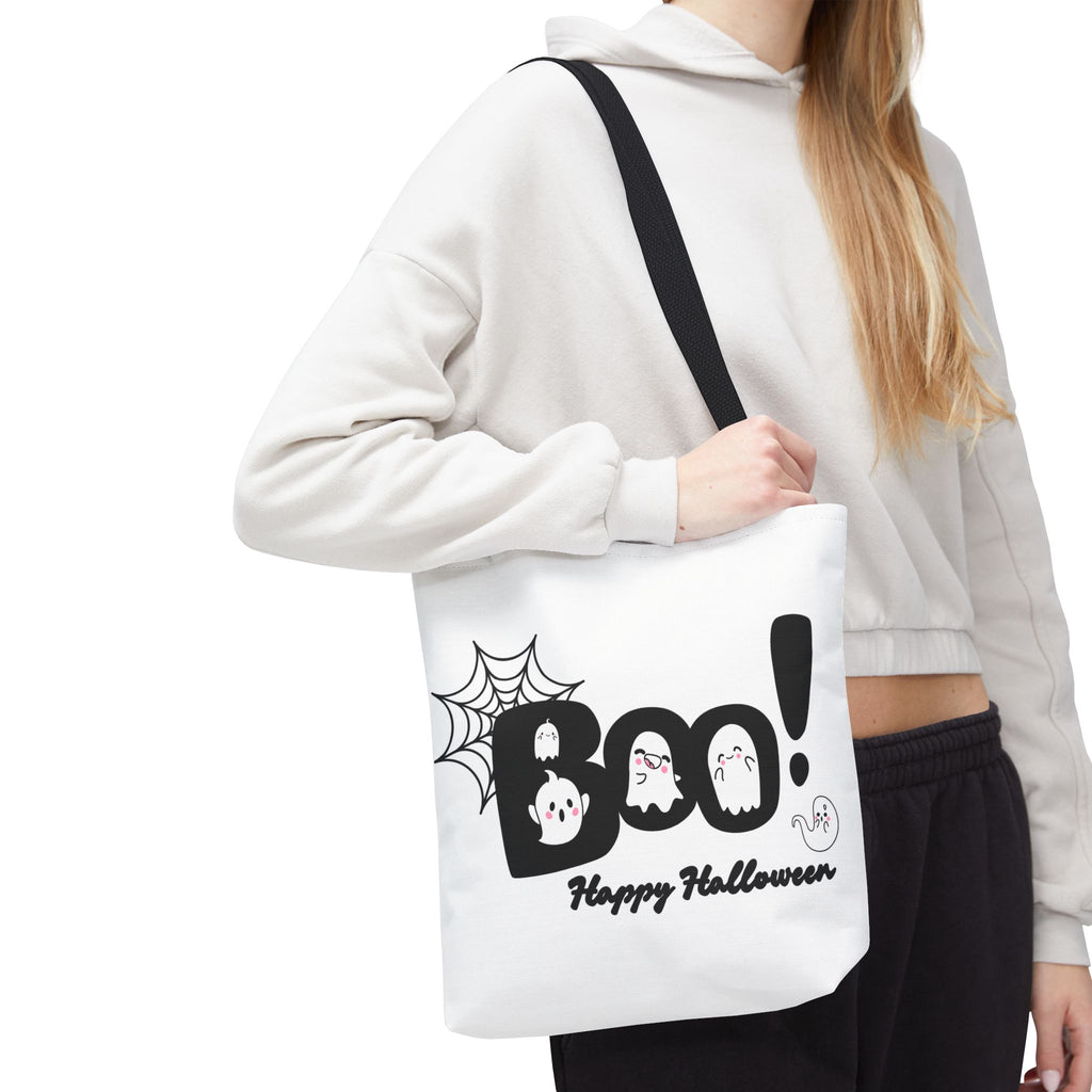 Halloween Boo Tote Bag with Boo! Design, Spooky Ghosts, Trick or Treat, Fall Decor, Seasonal Gift