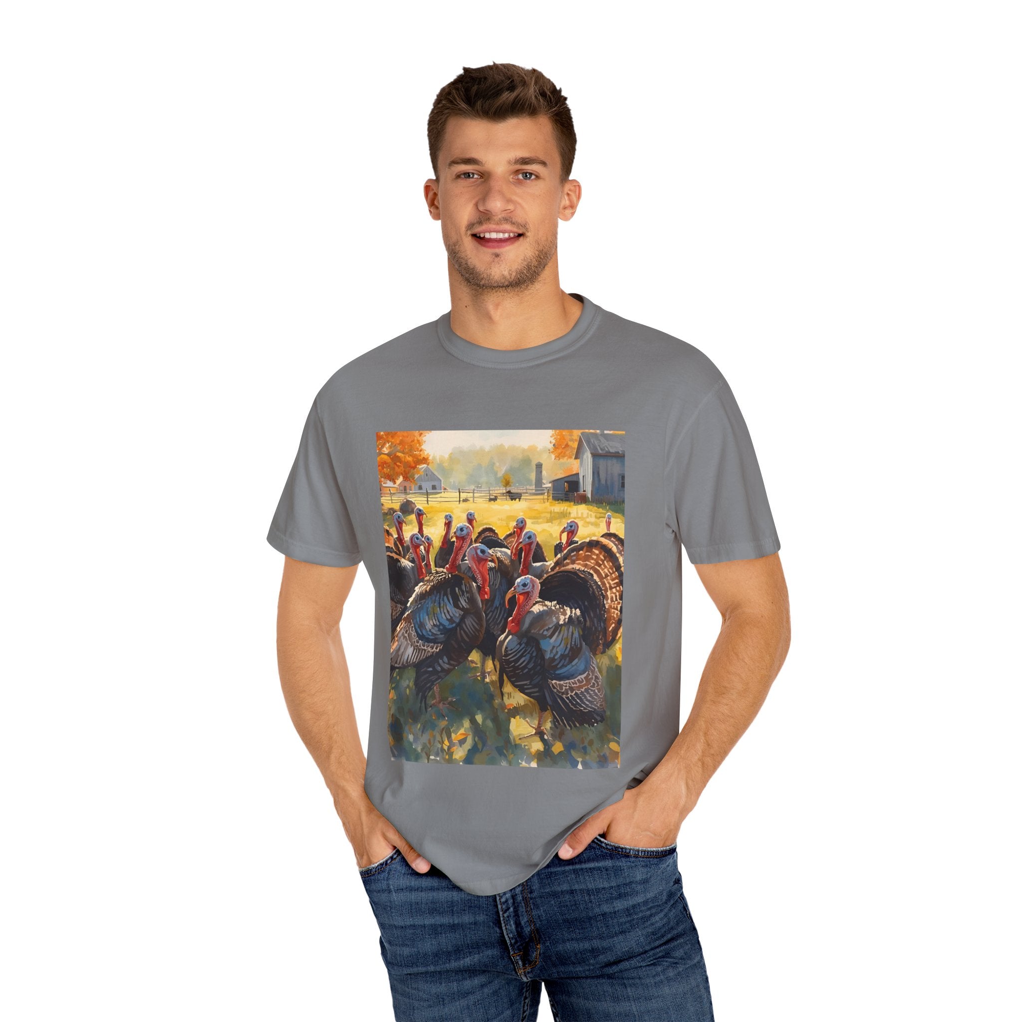 Thanksgiving Turkey T-shirt, Fall Apparel, Unisex Casual Tee, Funny Turkey Shirt, Autumn Wardrobe Essential