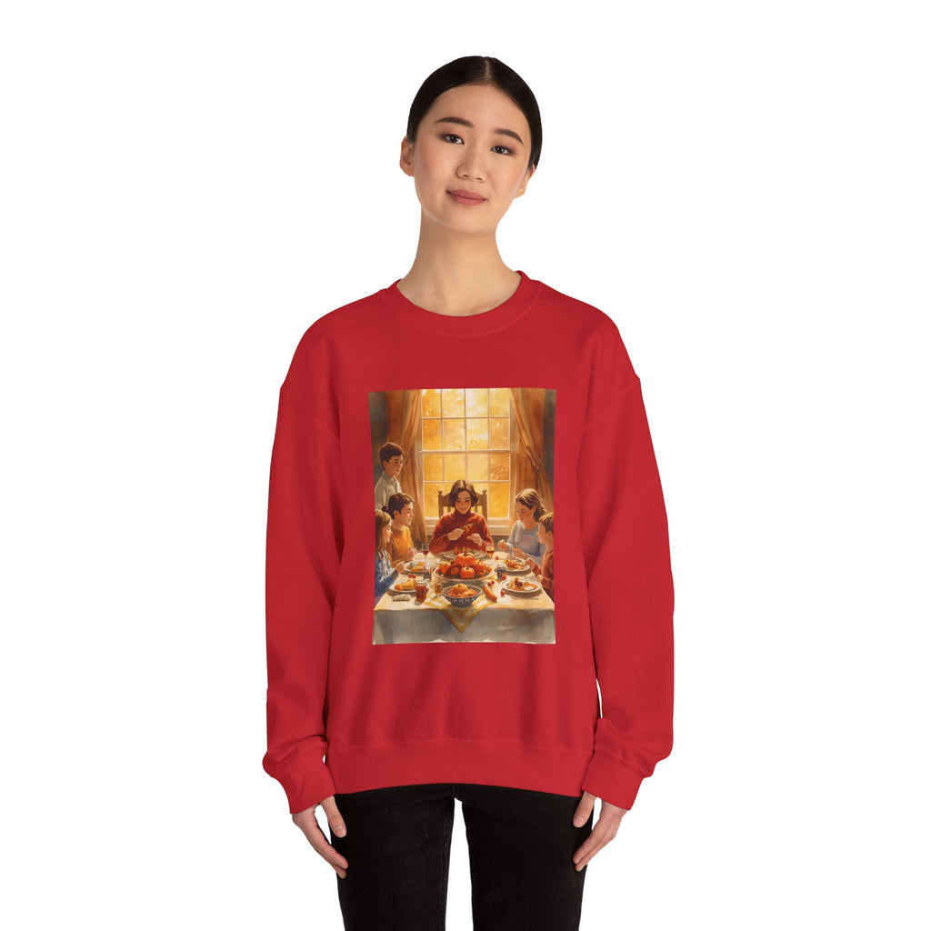Cozy Family Dinner Crewneck Sweatshirt | Warm Winter Apparel, Casual Layering, Gift for Holidays, Family Gatherings, Nostalgic Artwork