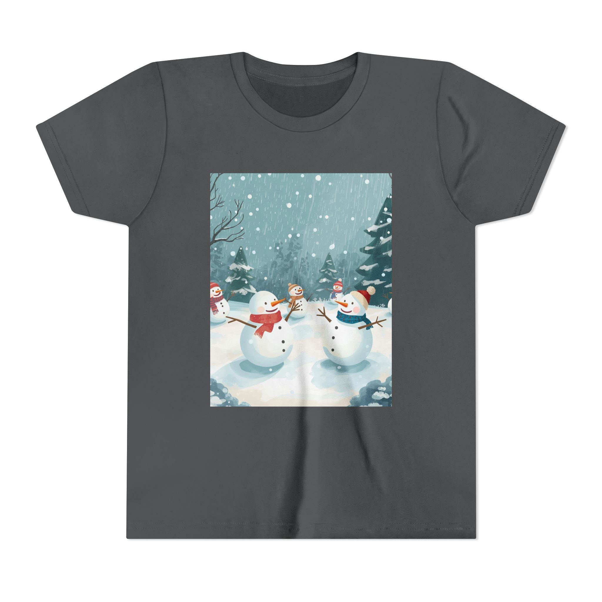 Festive Christmas Snowman Youth Short Sleeve Tee