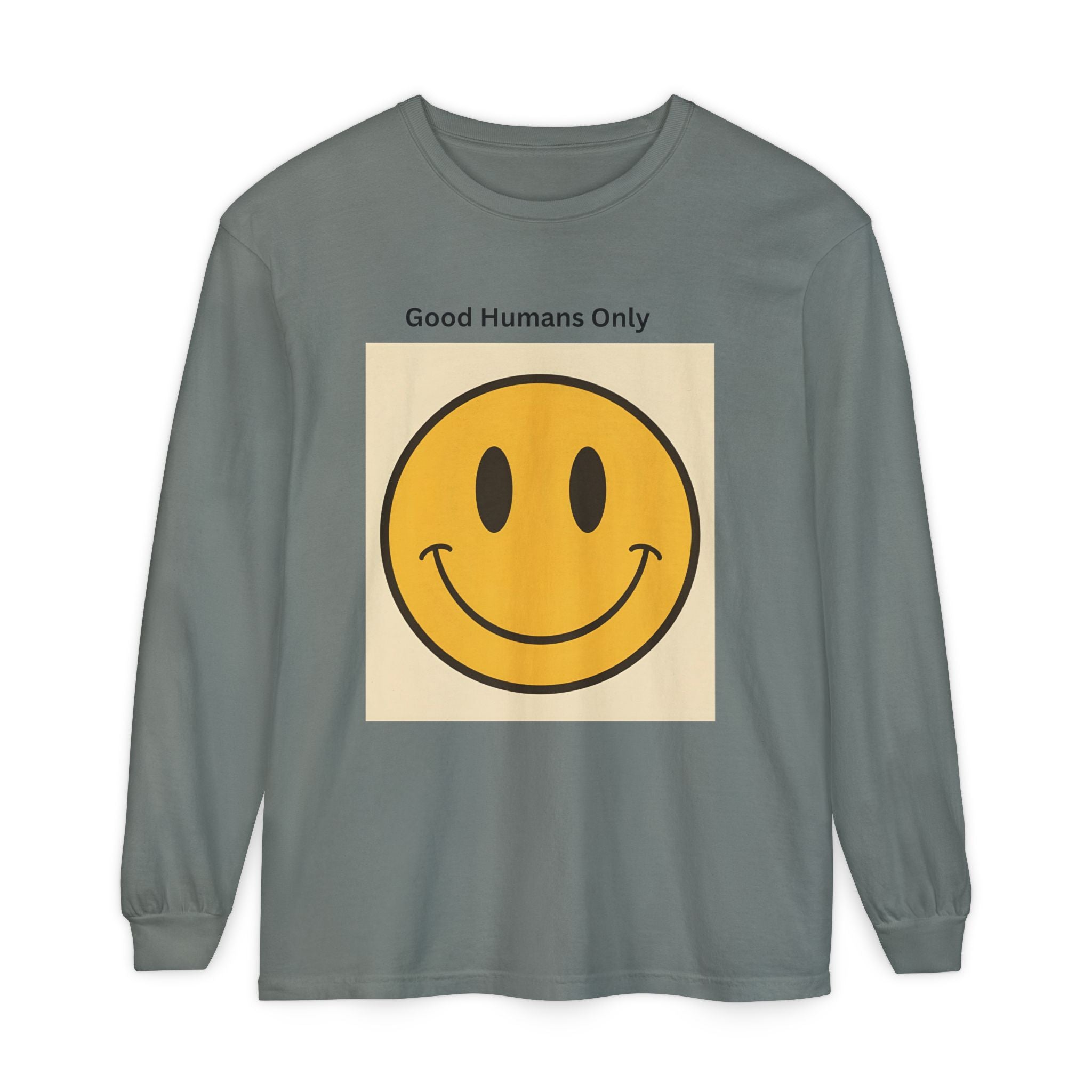 Smiley Face Unisex Garment-dyed Long Sleeve T-Shirt