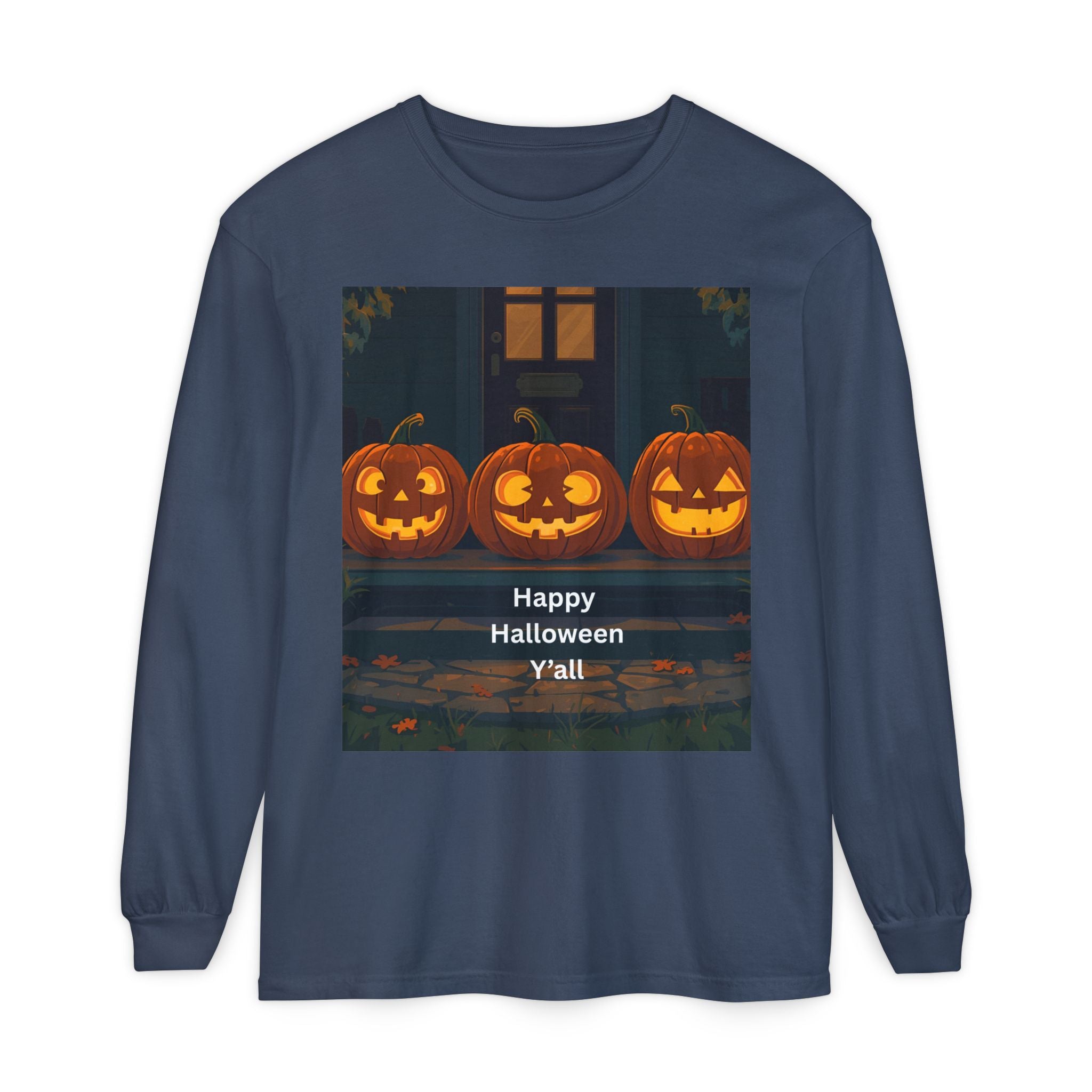 Halloween Pumpkin Long Sleeve T-Shirt, Fall Apparel, Comfortable Shirt, Unisex Halloween Tee, Seasonal Gift, Spooky Vibes