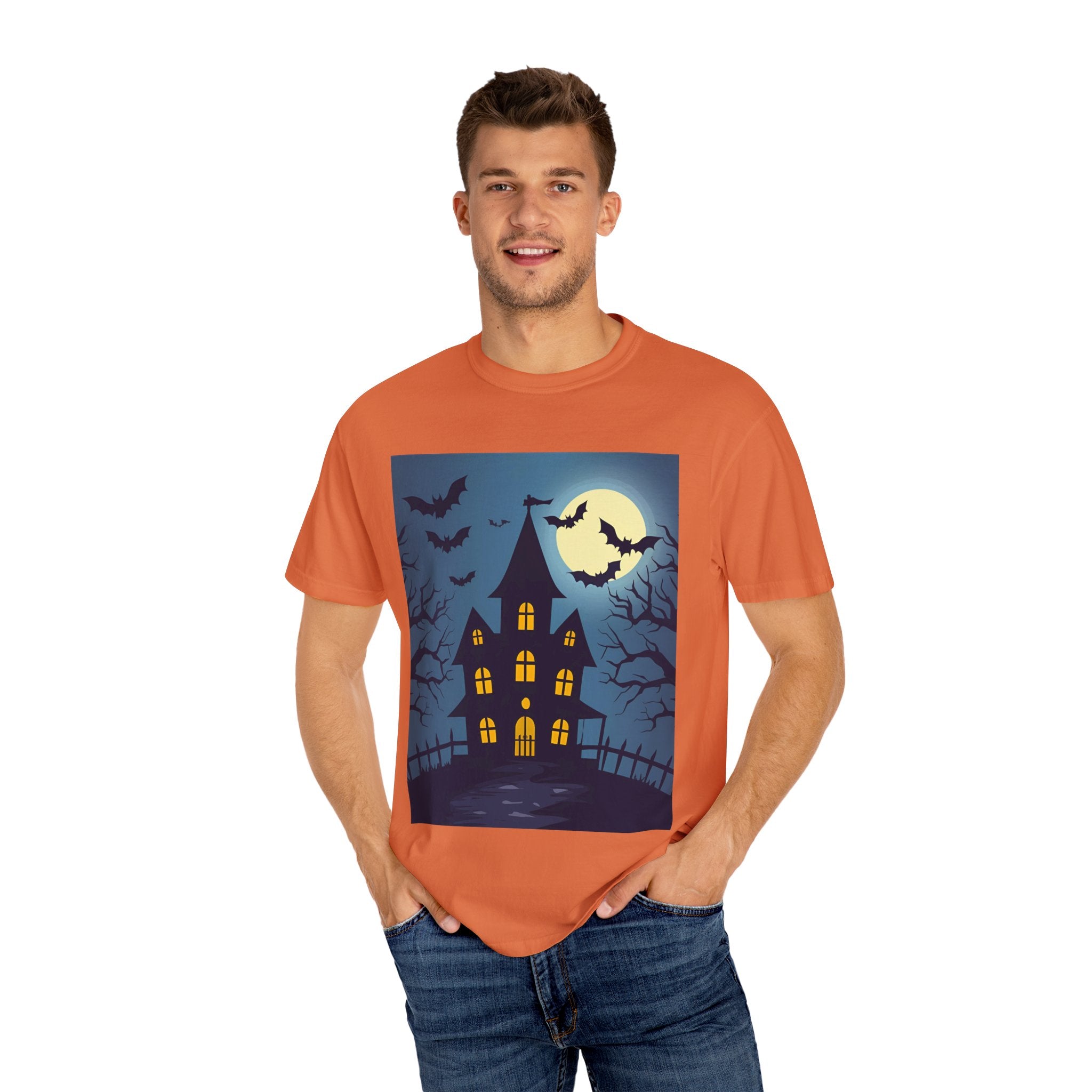 Haunted House T-Shirt, Spooky Halloween Tee, Unisex Shirt, Fall Apparel, Ghostly Graphic Tee, October Celebration Outfit