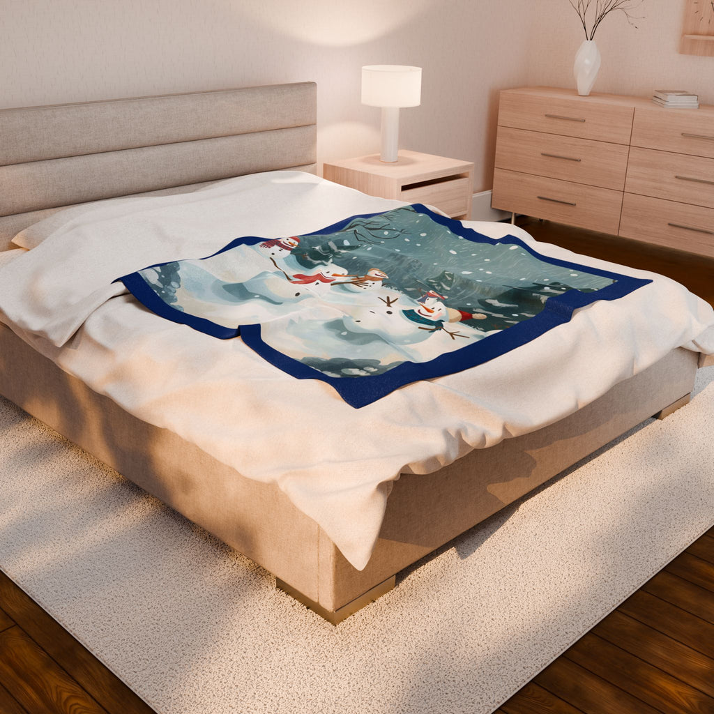 Christmas Snowman Velveteen Plush Blanket