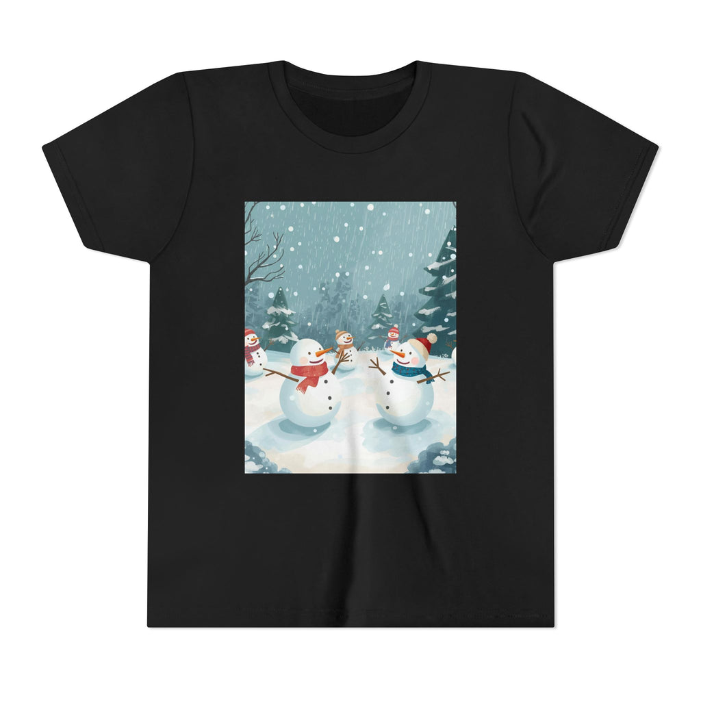 Festive Christmas Snowman Youth Short Sleeve Tee