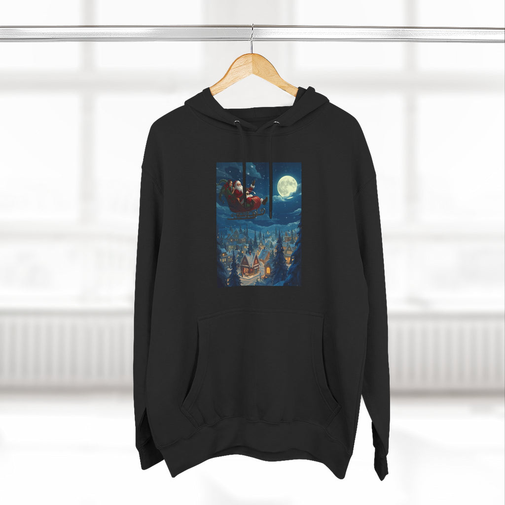Christmas Santa Sleigh Three-Panel Fleece Hoodie