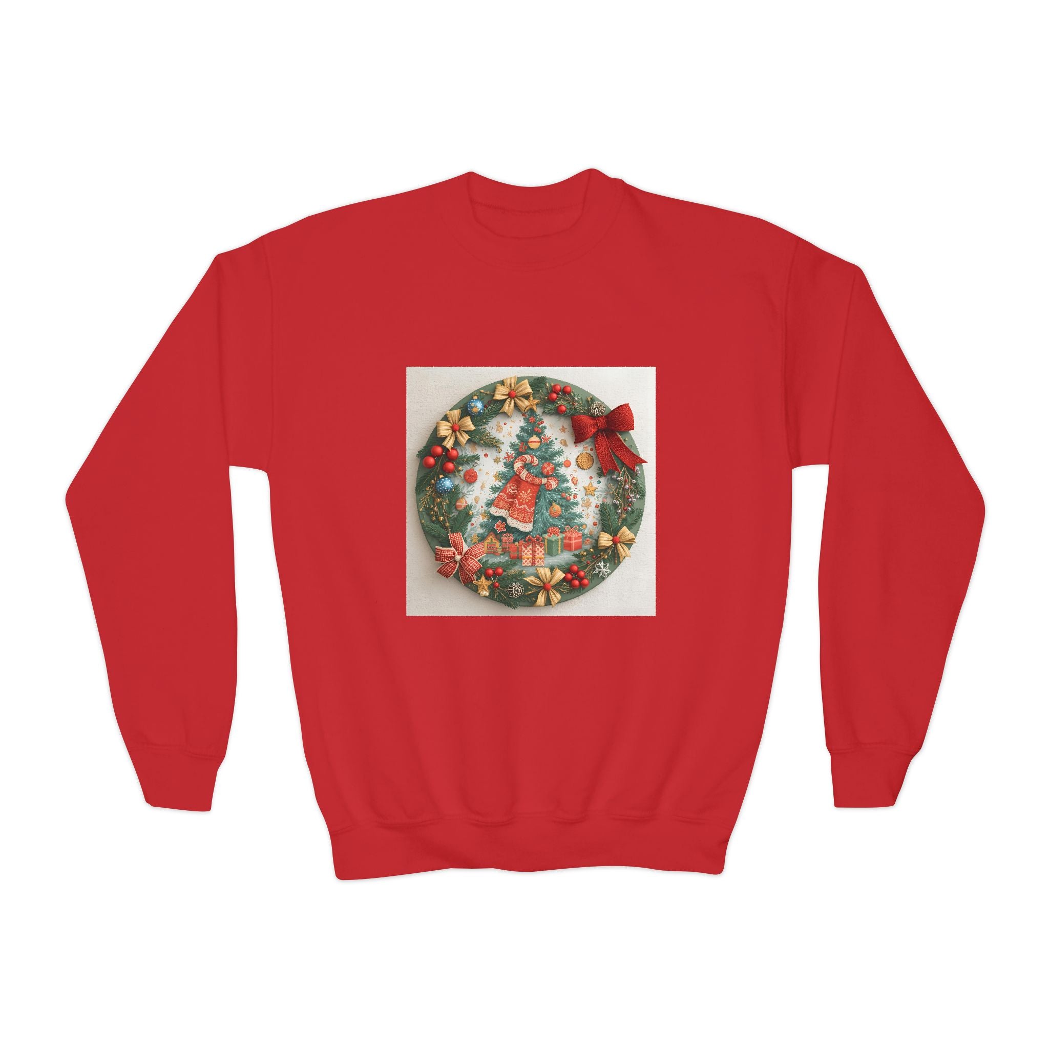 Christmas Wreath Youth Crewneck Sweatshirt
