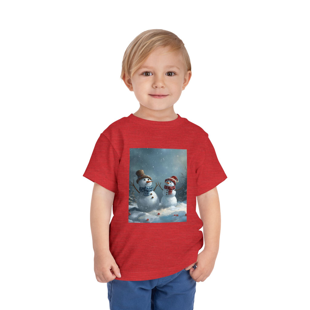 Toddler Christmas Snowman Winter Theme Tee, Cute Snowman Graphic Tee, Kids Short Sleeve Shirt, Holiday Outfit, Christmas Gift