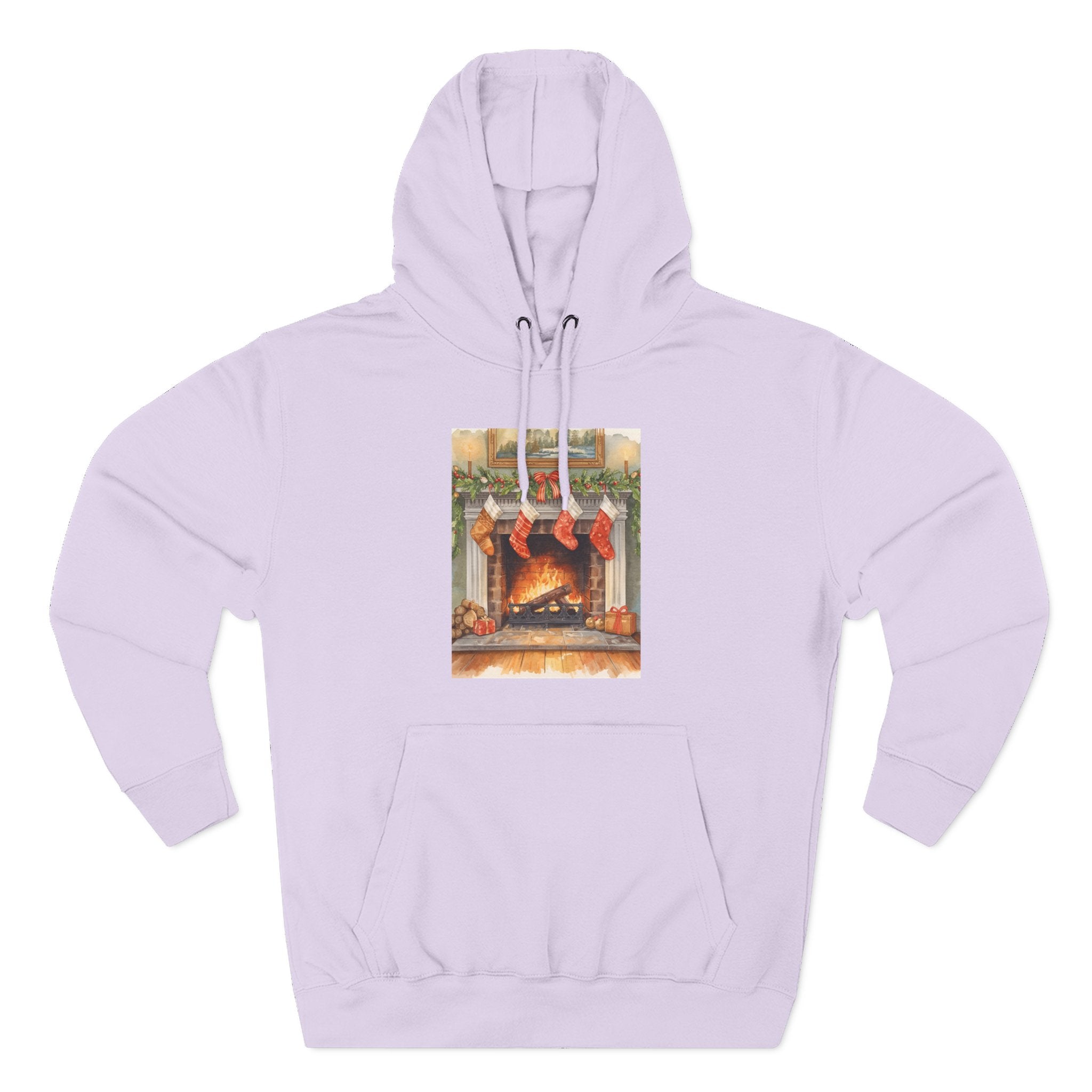 Christmas Stocking Fireplace Three-Panel Fleece Hoodie